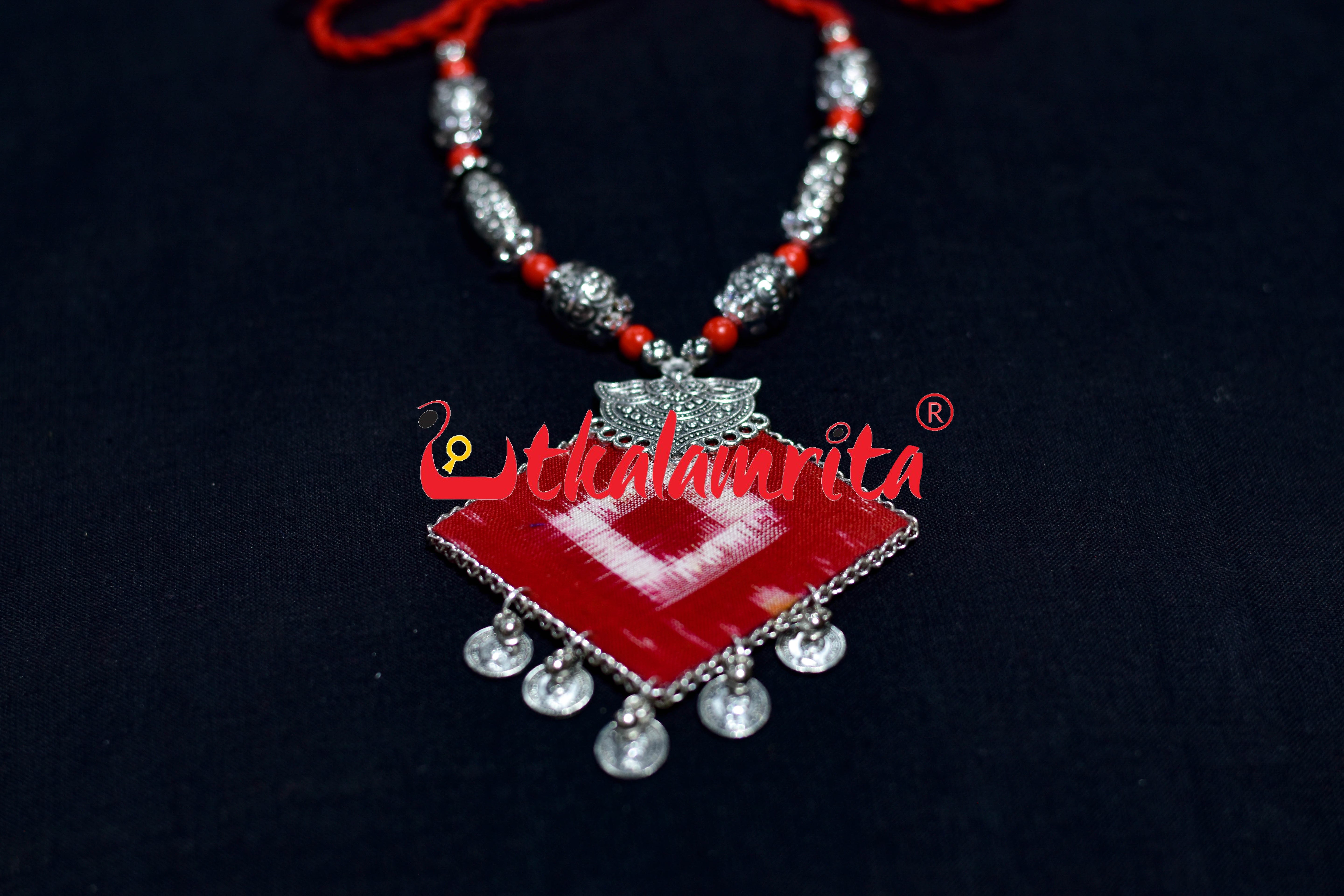 Single Pasapali Red Silver Necklace Set