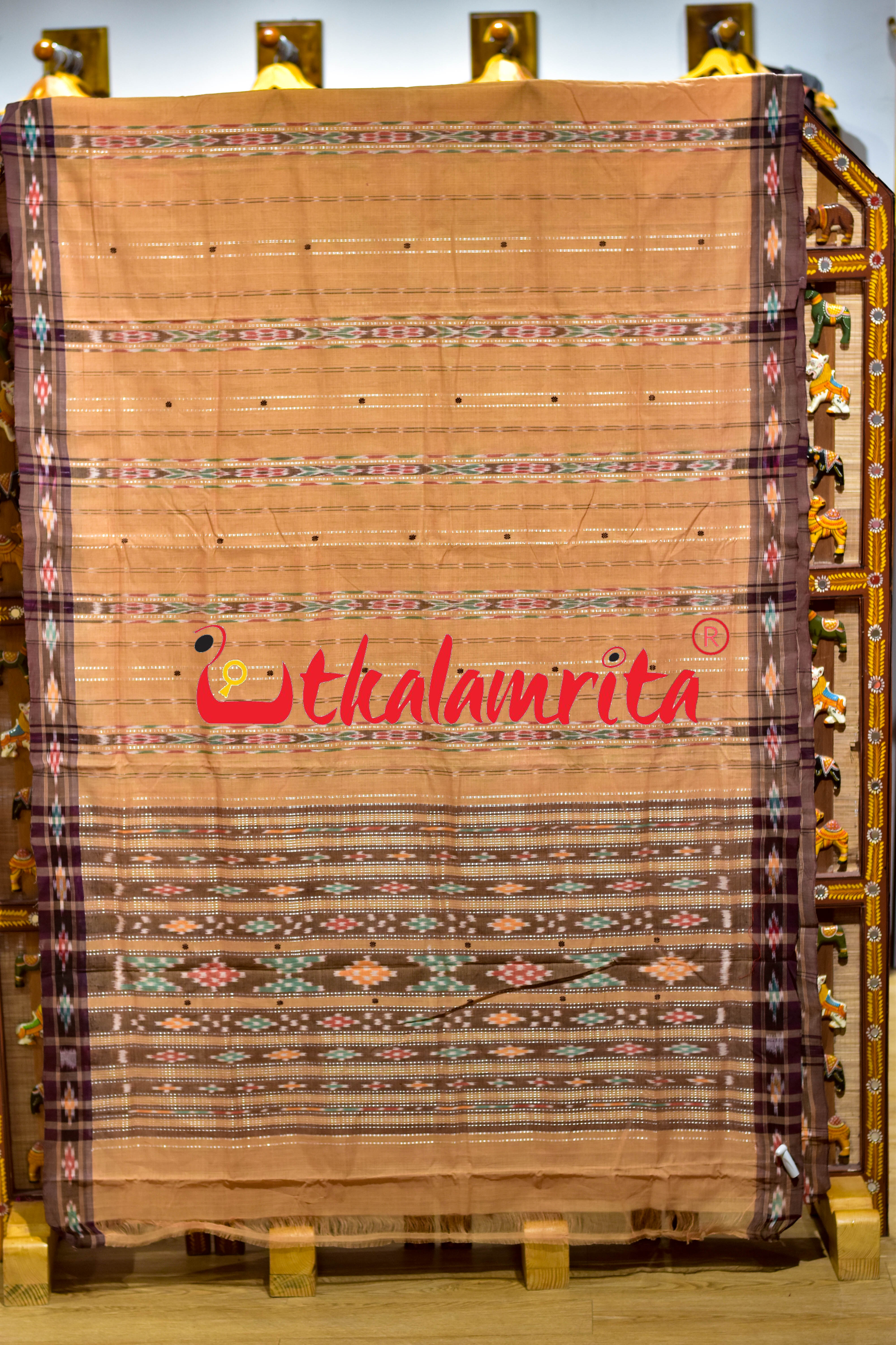 Cream Koli Maala Pittala Single Cotton Saree