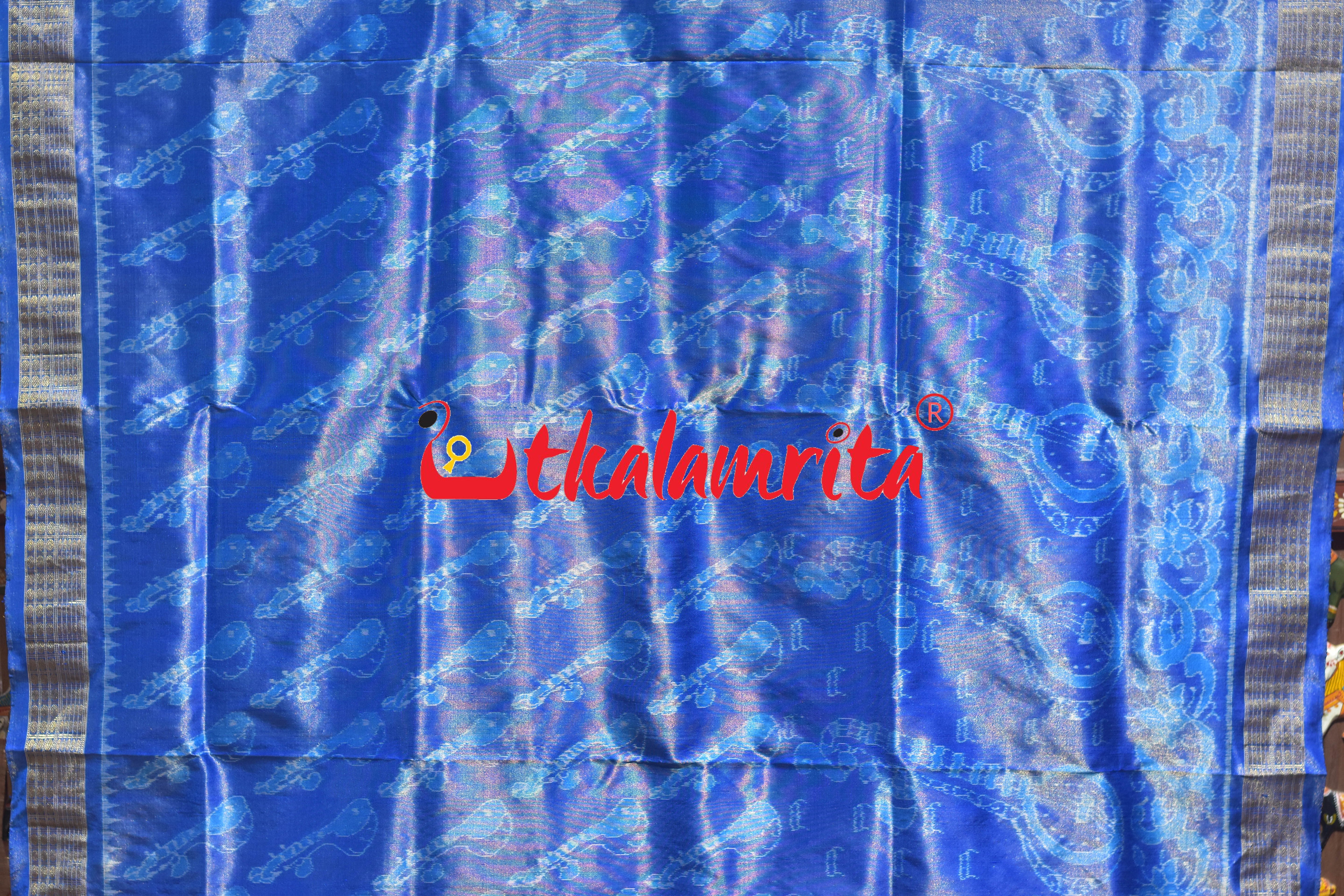 Light Blue 3D Bina Full Tissue Sambalpuri Silk Saree