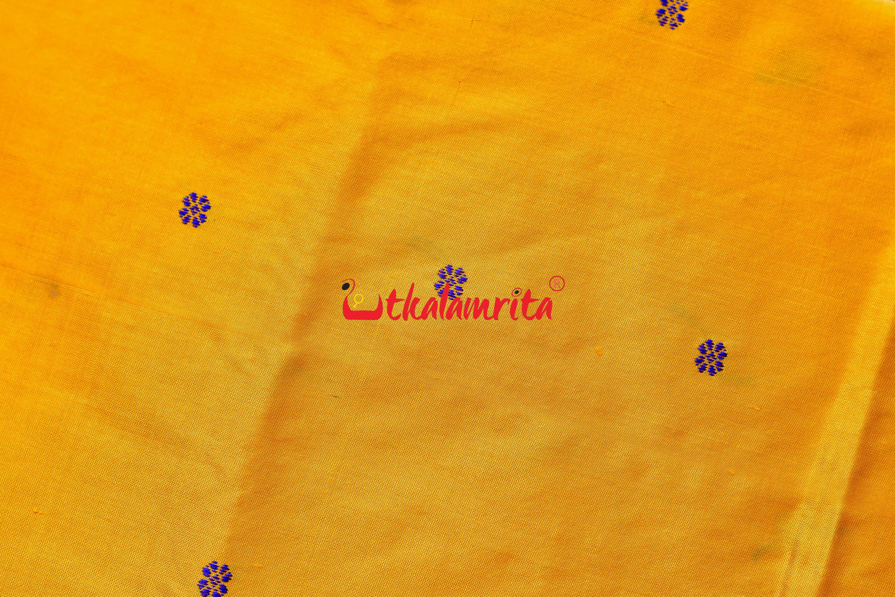 Plain Kumbha Yellow Blue Sambalpuri Silk