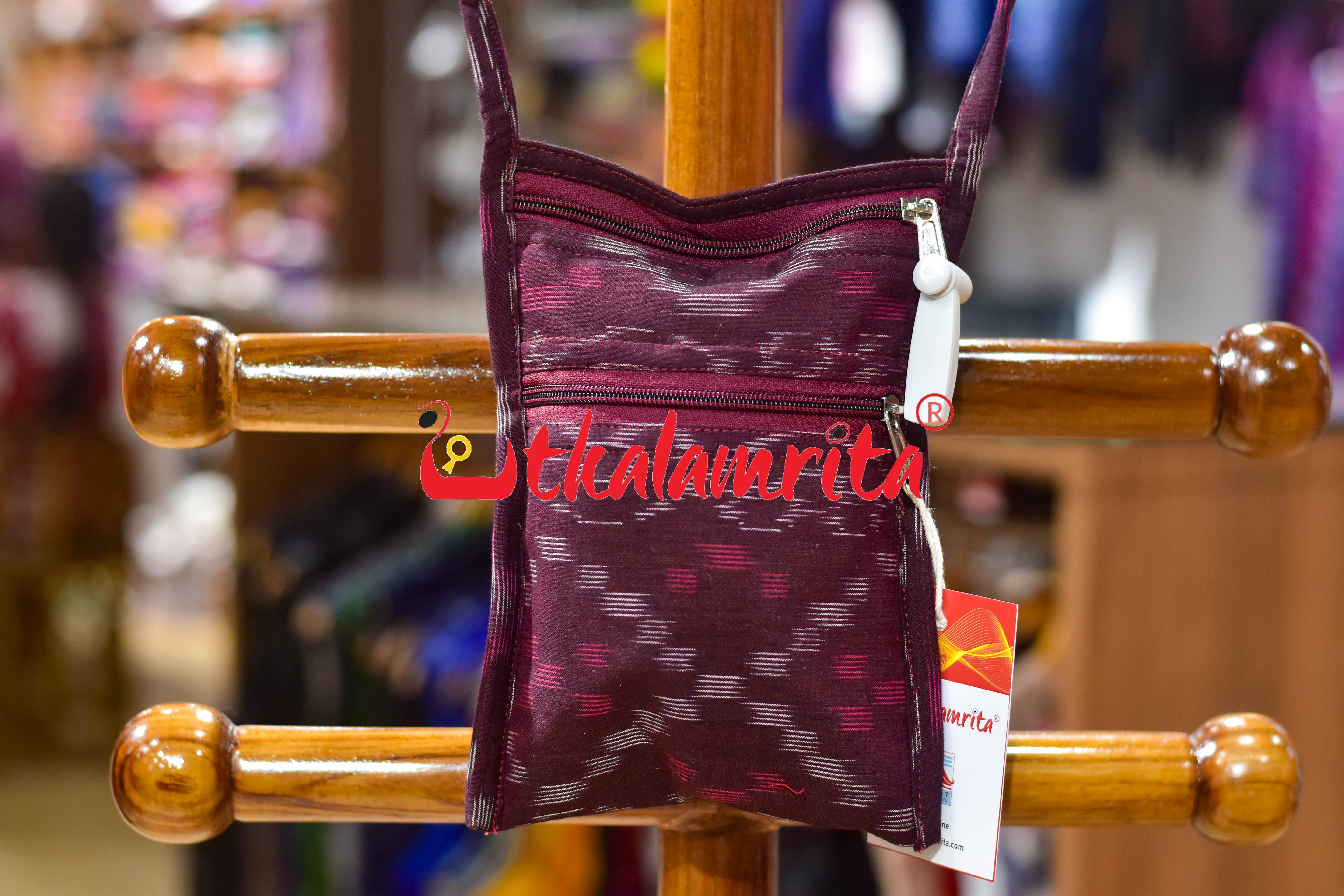 Maroon Wavy Flower Bandha Mobile Sling Bag