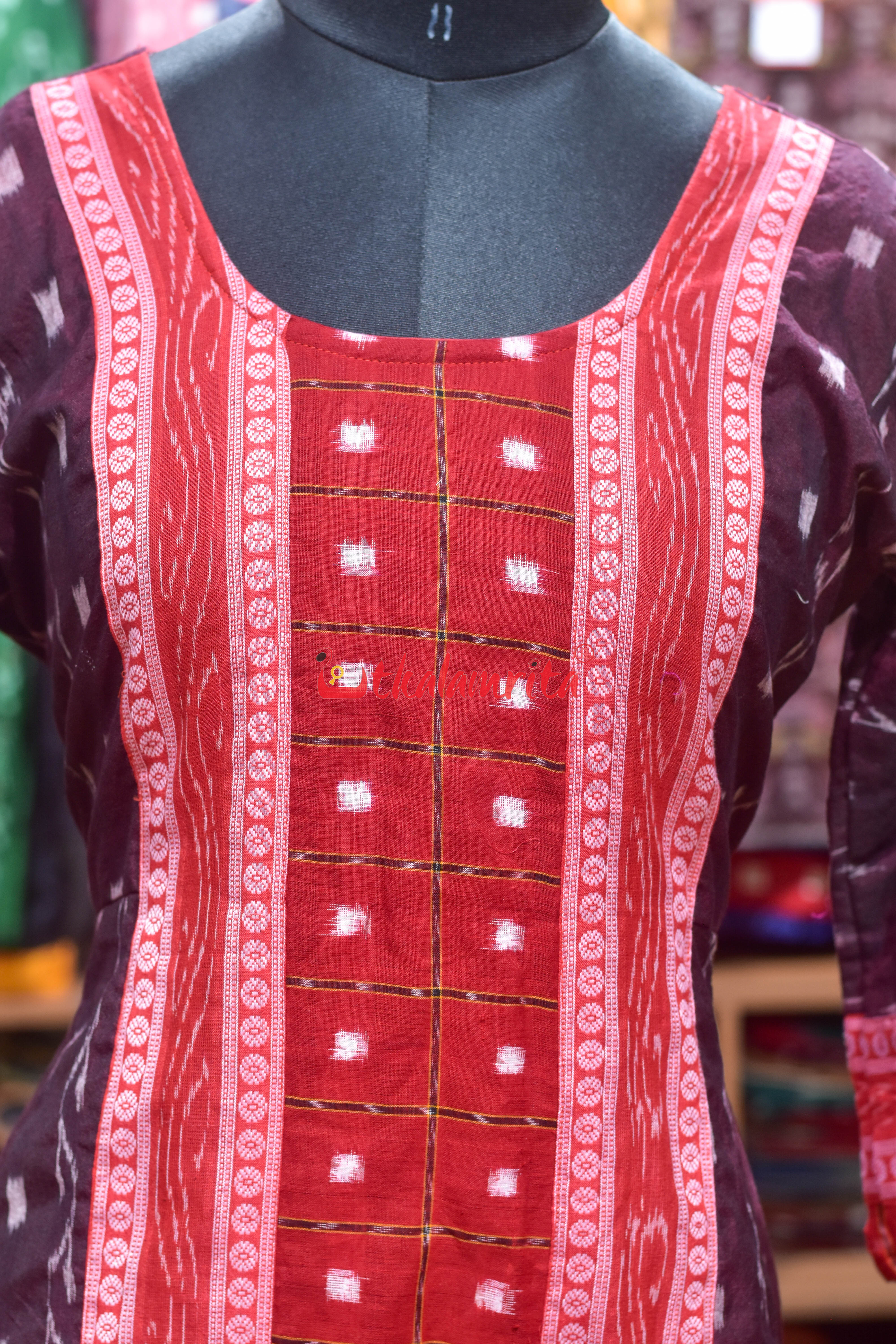 Maroon Melody Sambalpuri Anarkali