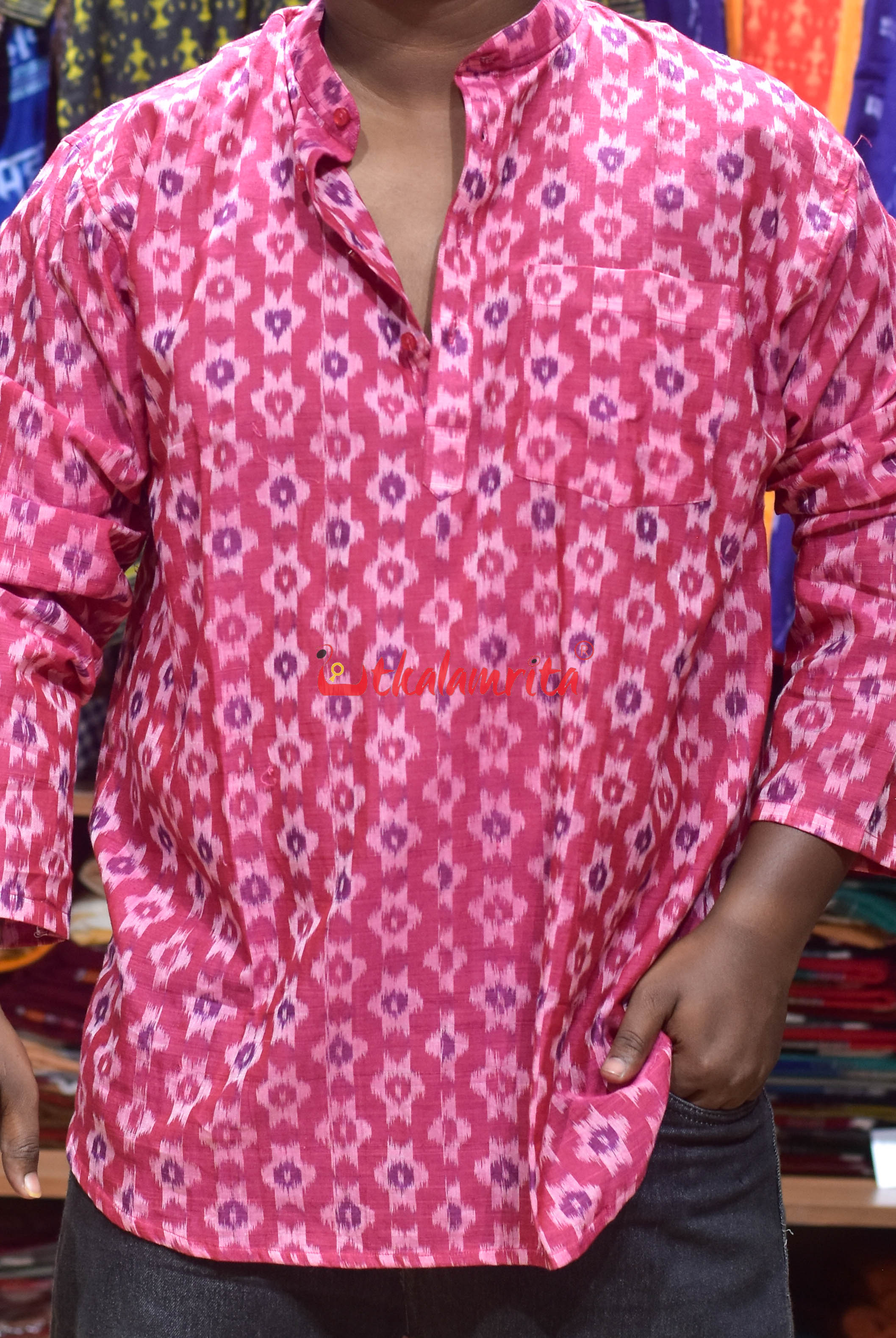 Pink Multi Star (Men's Short Kurta)