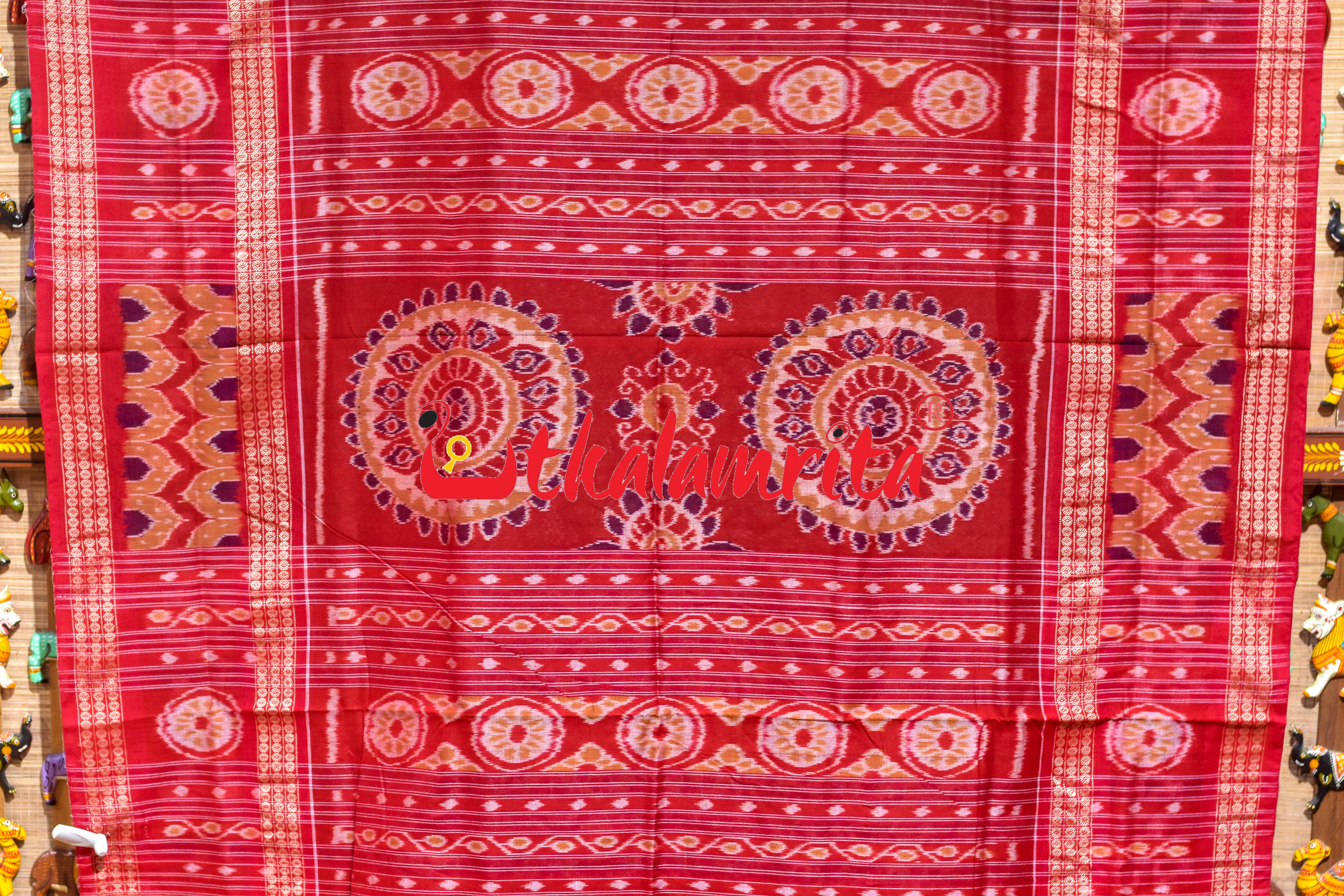 Green Red Dual Color Pasapali Border Cotton Saree