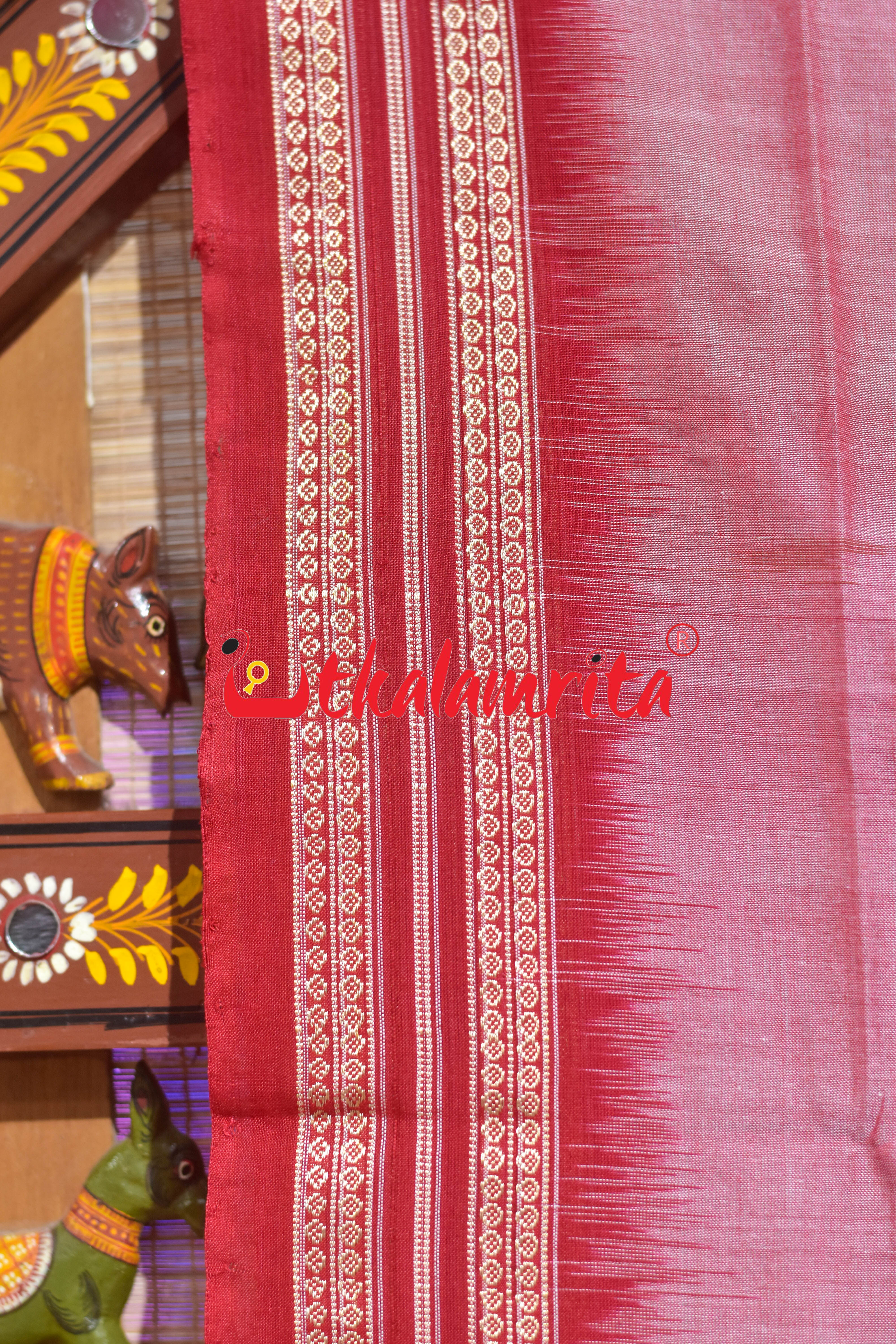 Pink Padam Bomkai Cotton Saree