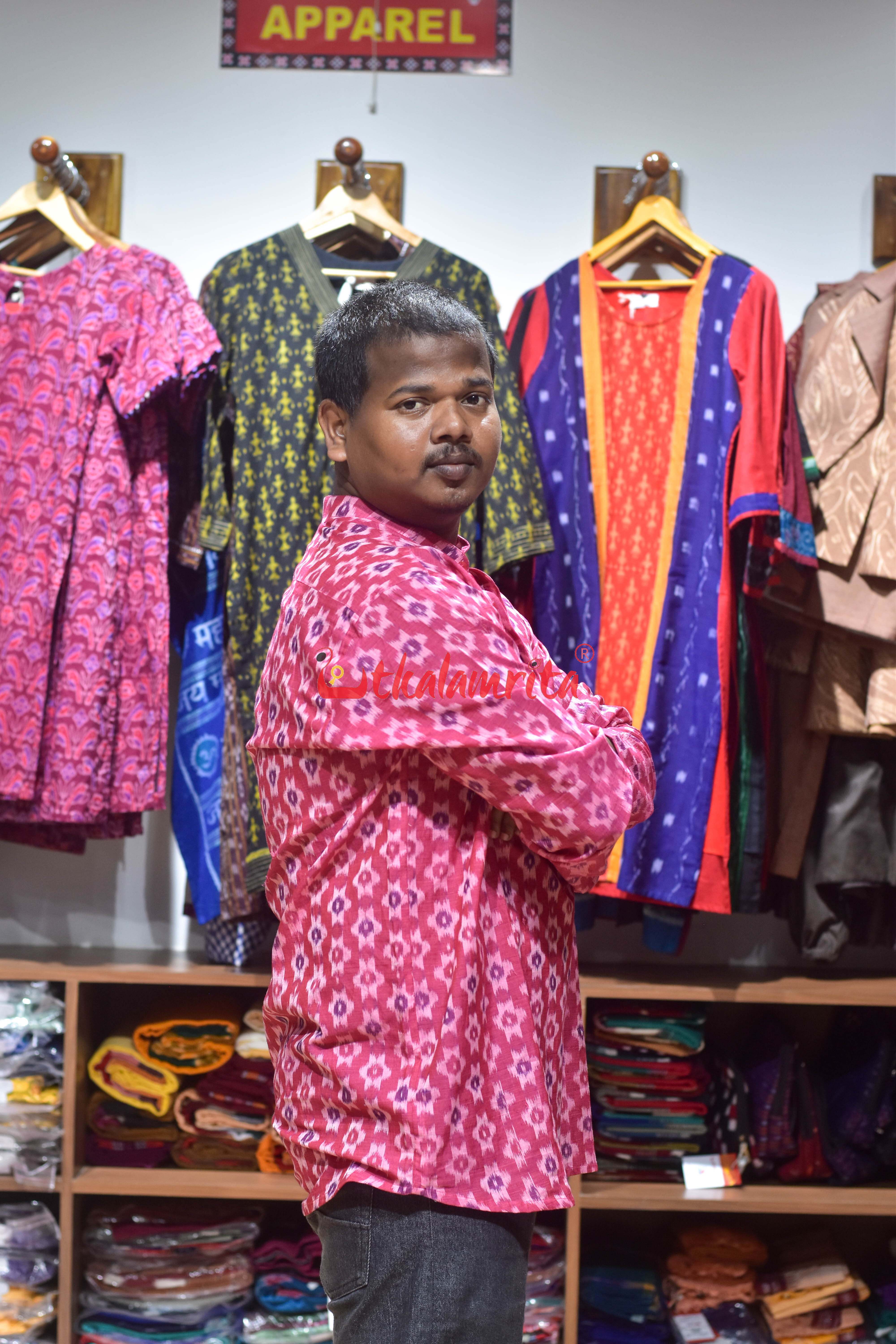 Pink Multi Star (Men's Short Kurta)