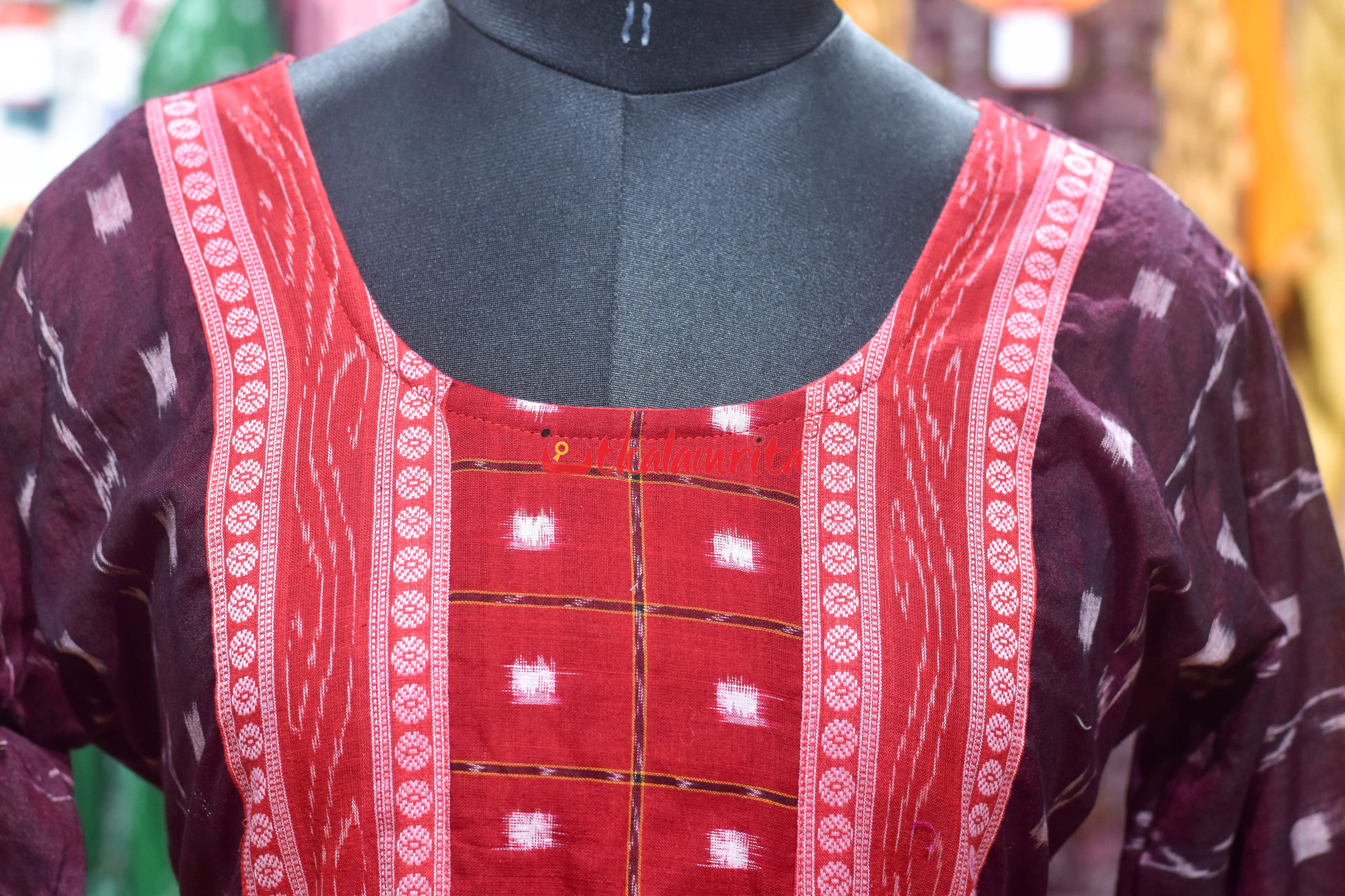 Maroon Melody Sambalpuri Anarkali