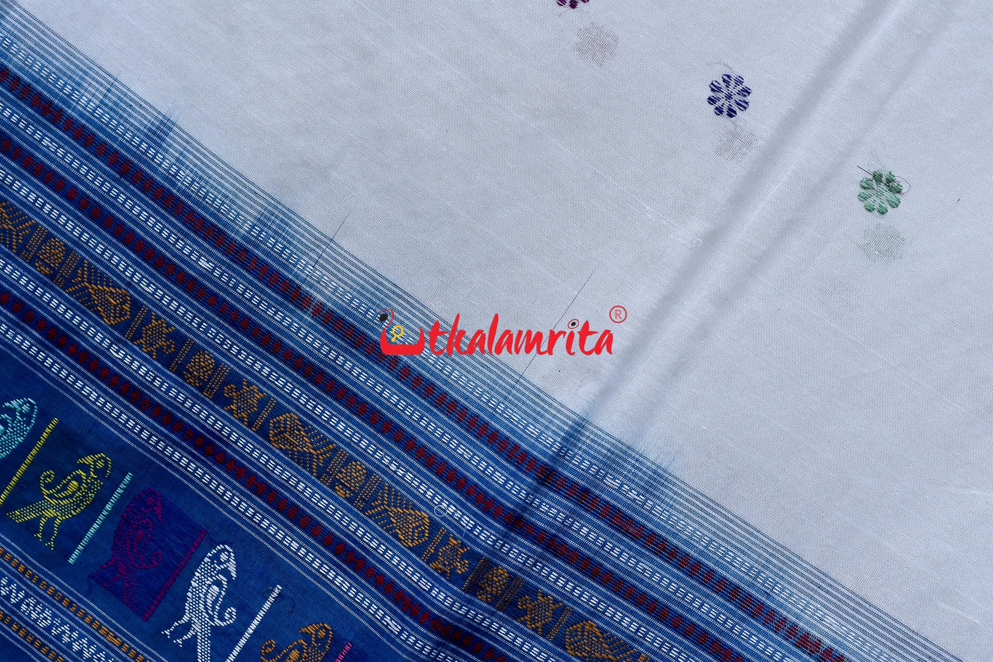 Soft White & Surf Dolabedi Cotton Saree