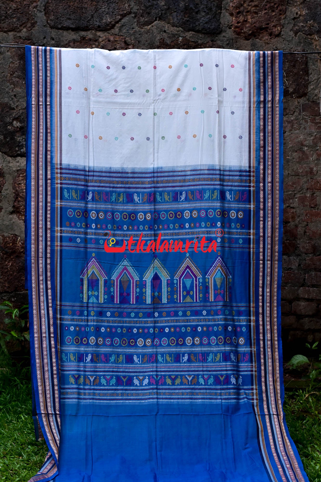 Soft White & Surf Dolabedi Cotton Saree