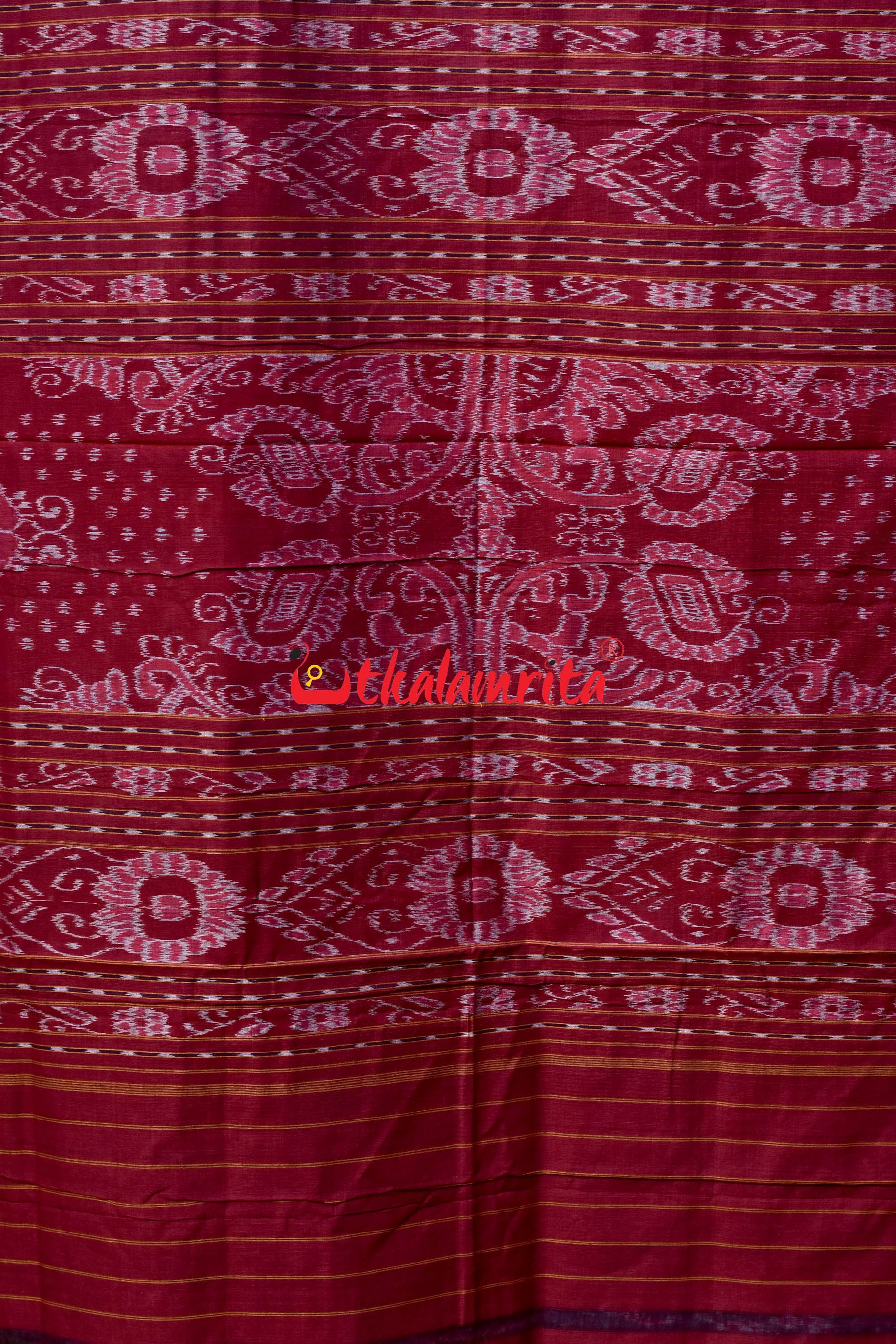 Grey Maroon House Tribals Khandua Cotton Saree