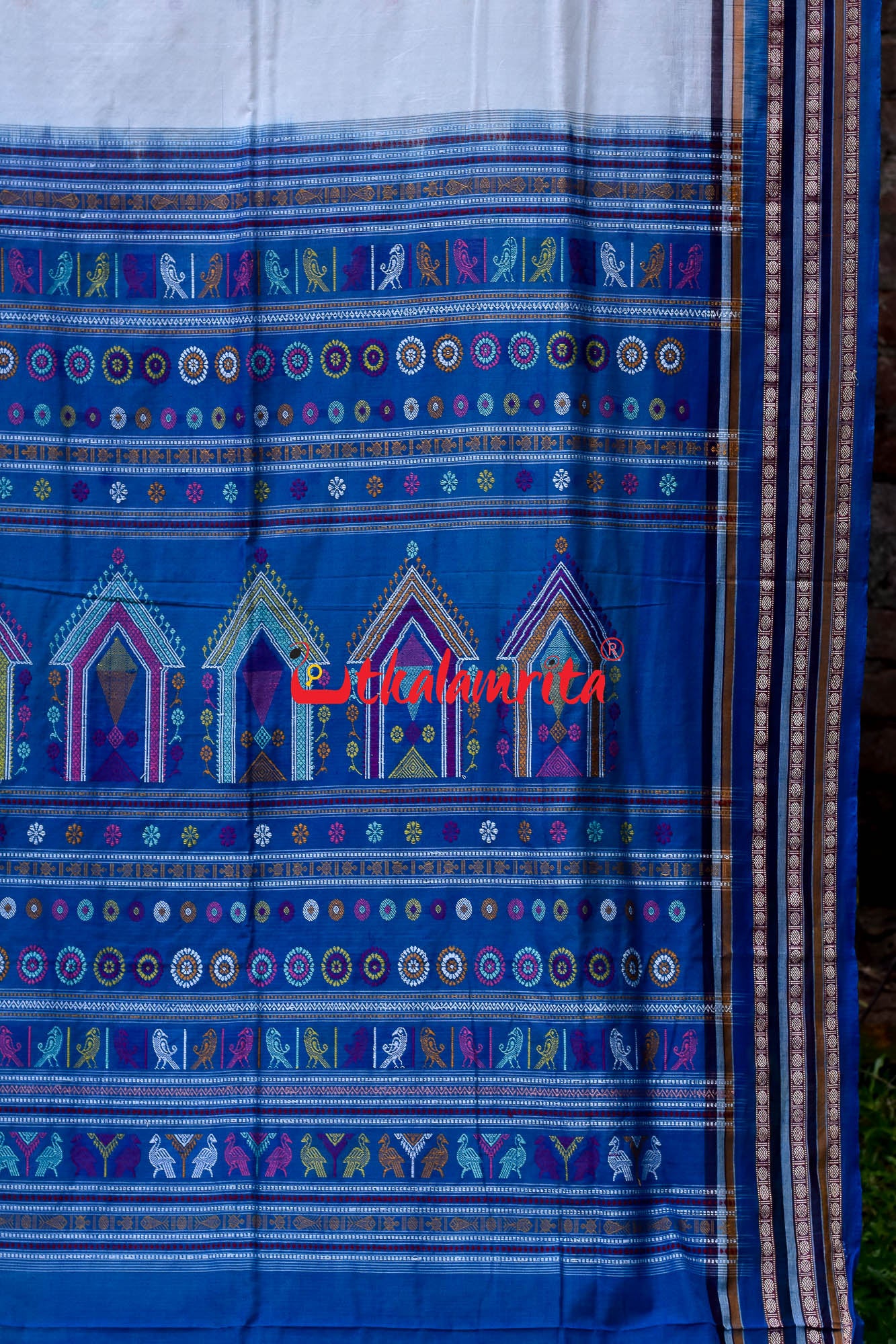 Soft White & Surf Dolabedi Cotton Saree
