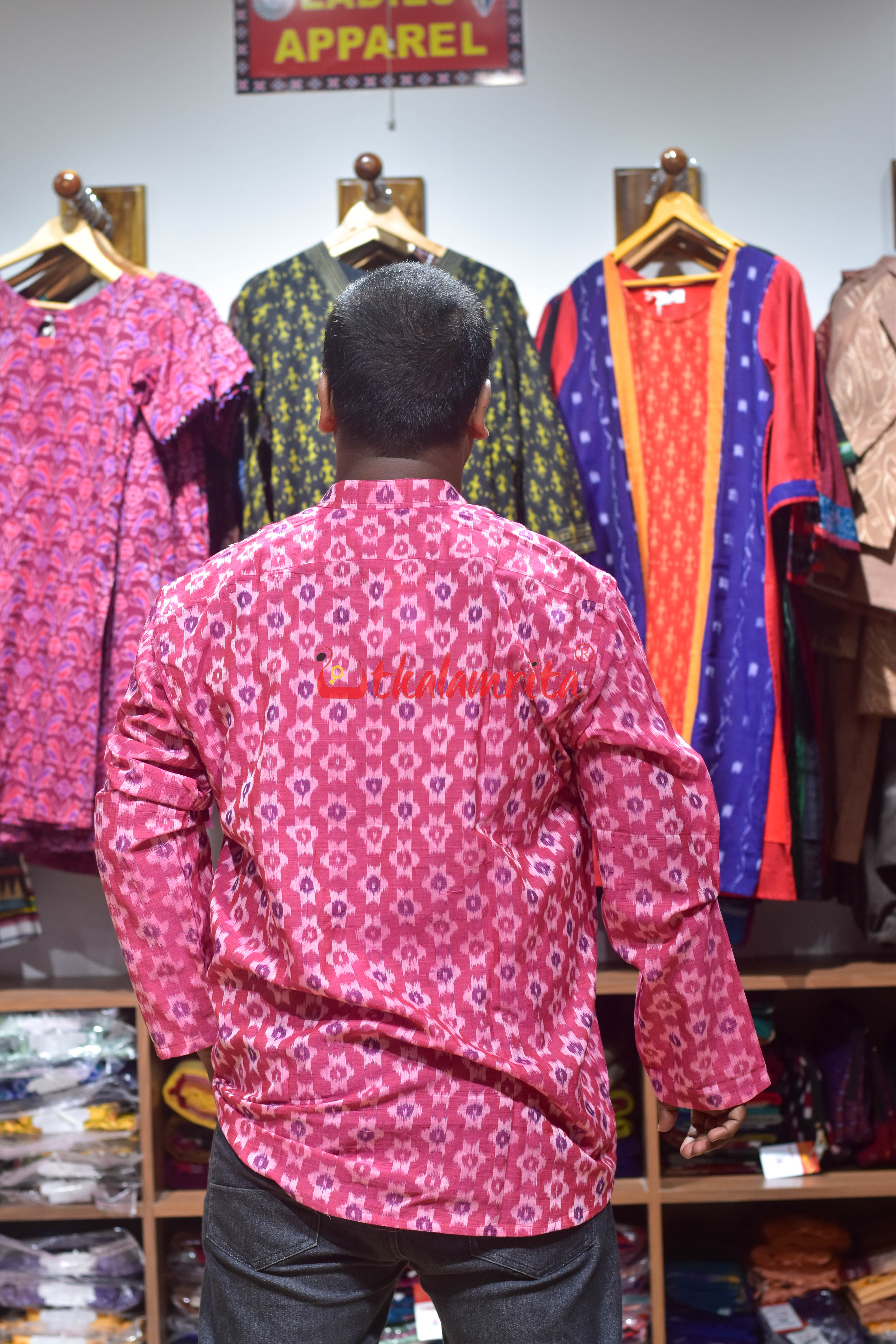 Pink Multi Star (Men's Short Kurta)