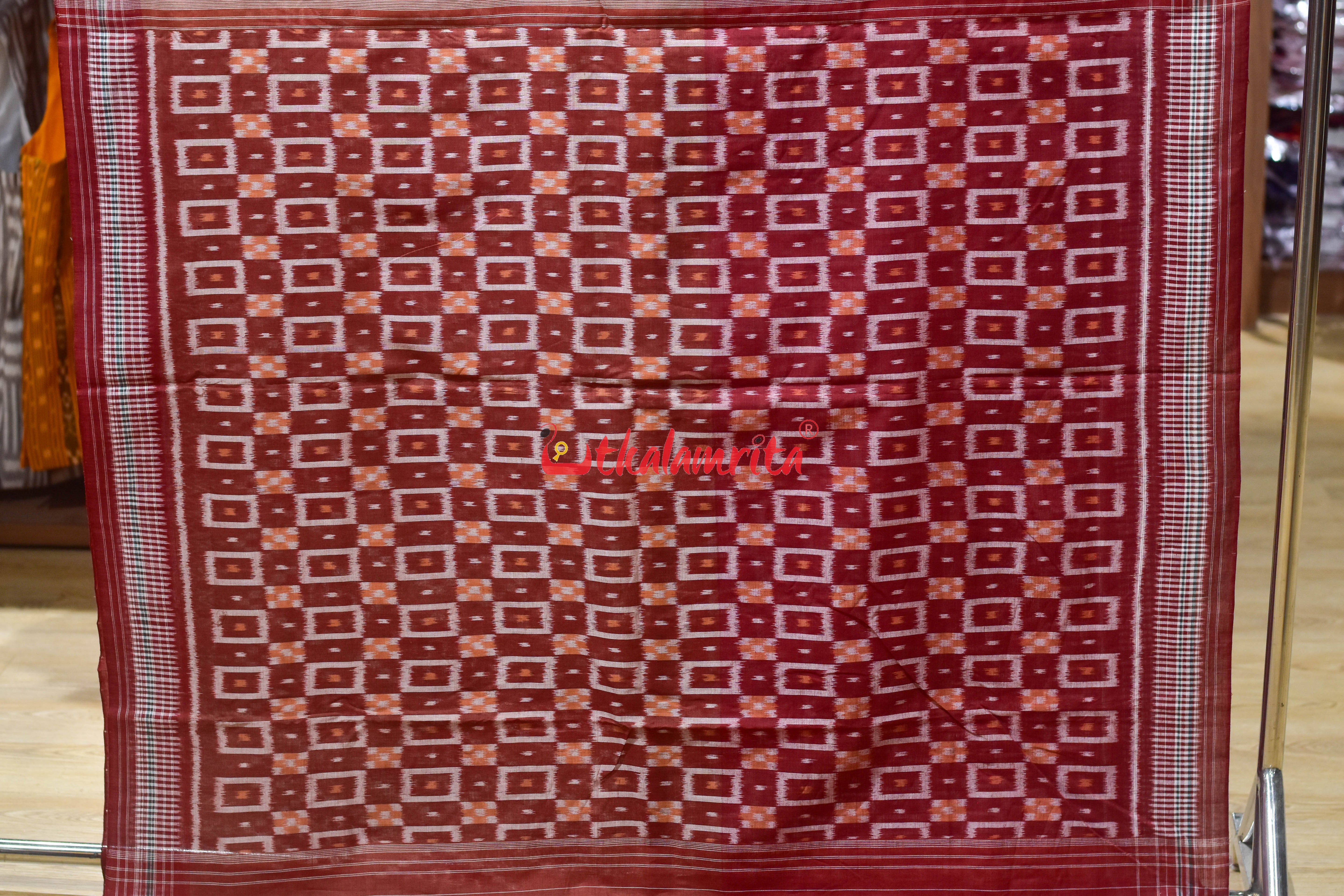 Half Half Rust Body Bandha Khandua Cotton Saree