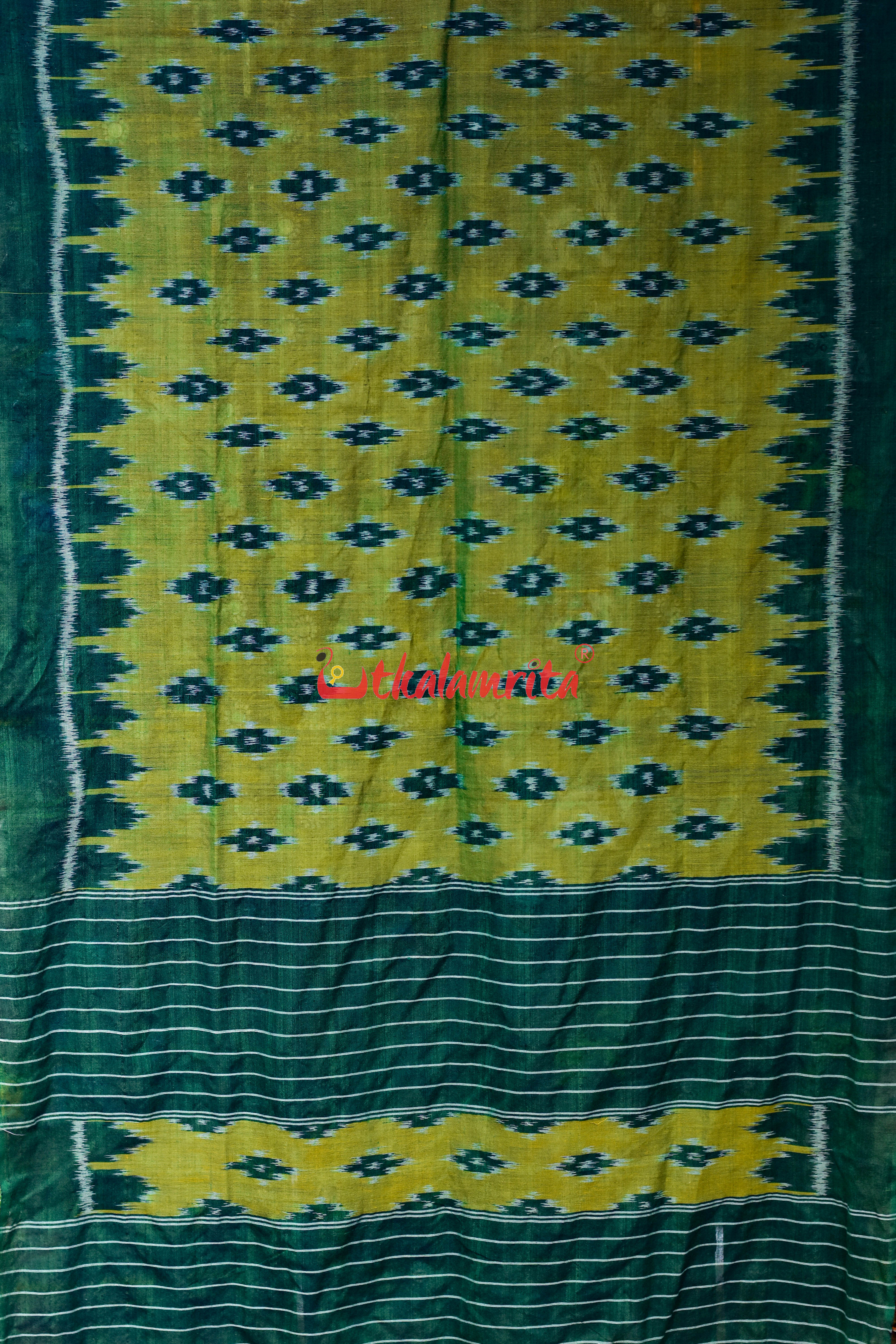 Lemon Green Body Bandha Khandua Cotton (Dupatta)