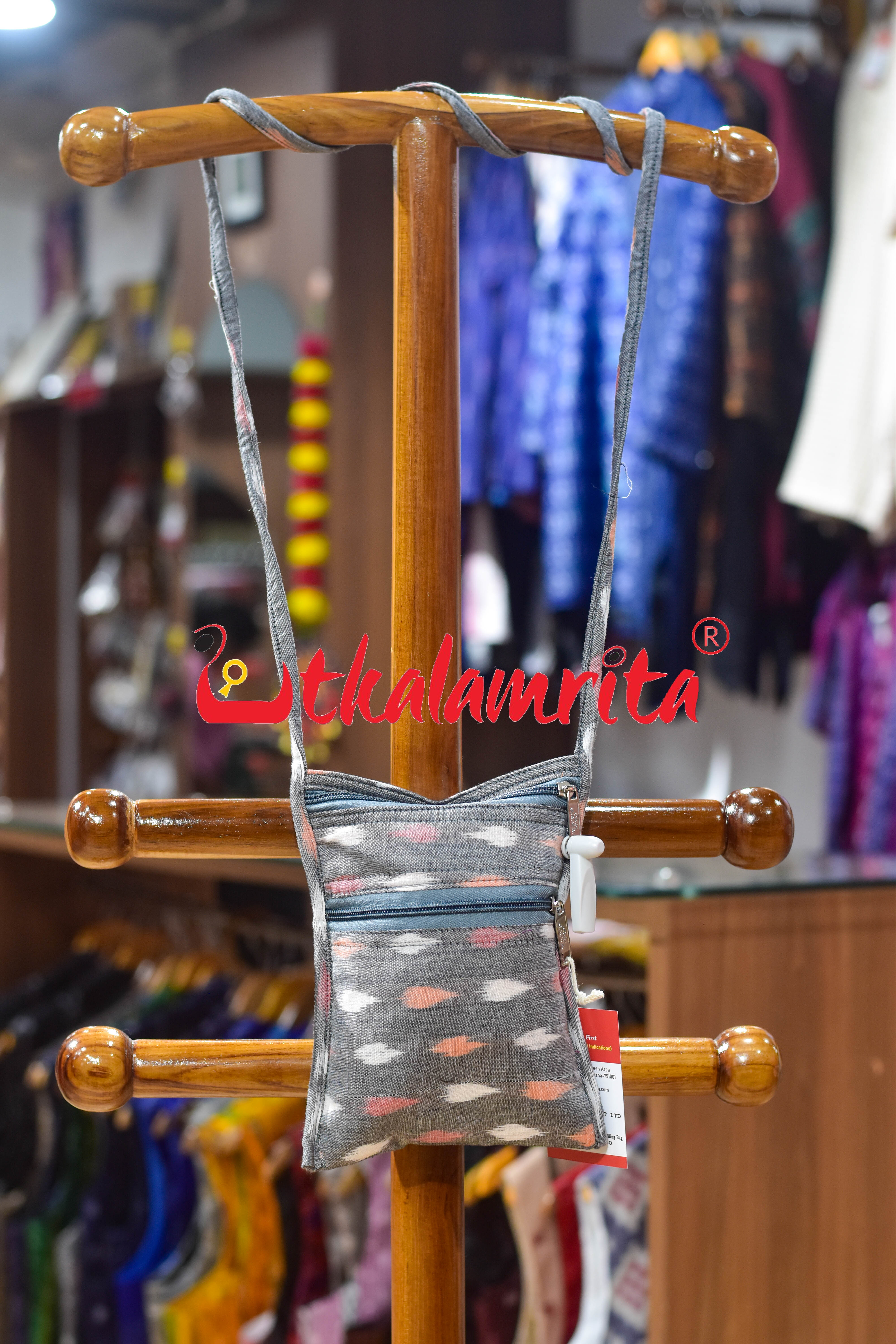 Orange & white Dot Grey Mobile Sling Bag
