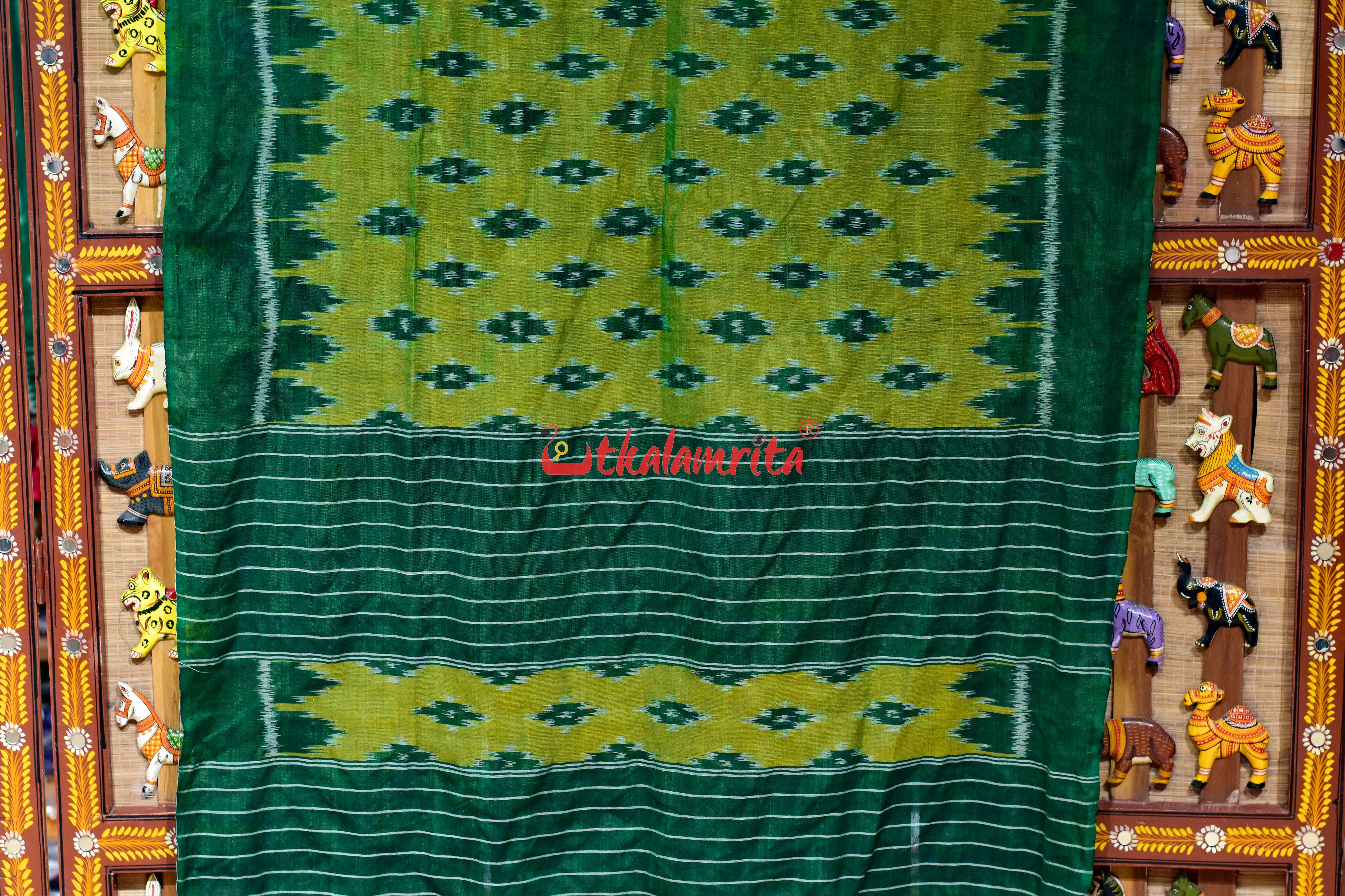 Lemon Green Body Bandha Khandua Cotton (Dupatta)