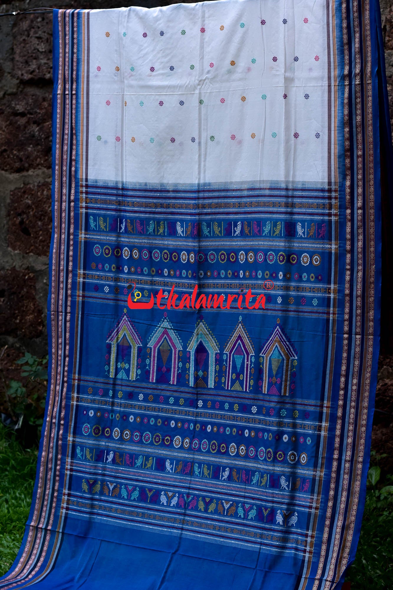 Soft White & Surf Dolabedi Cotton Saree