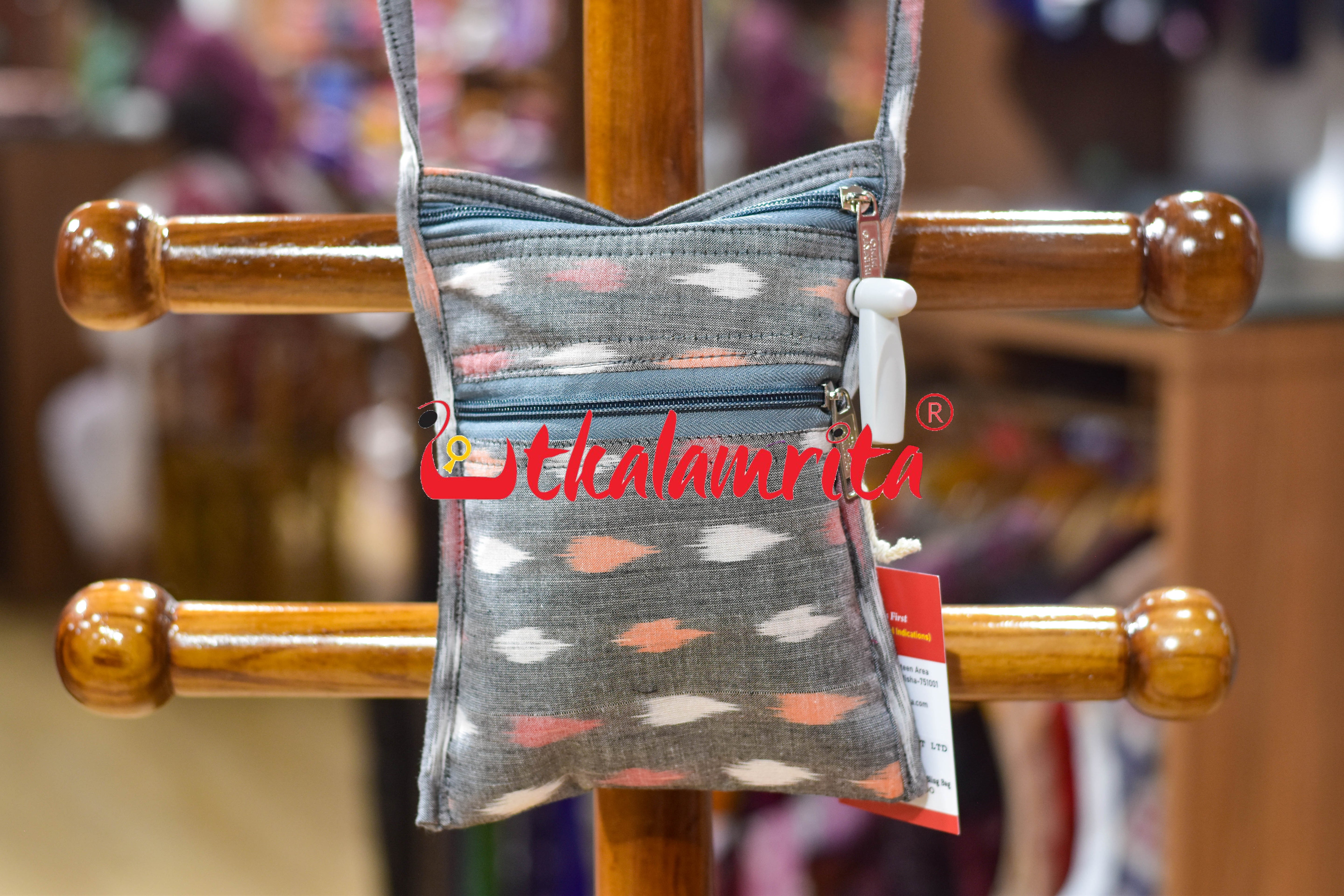 Orange & white Dot Grey Mobile Sling Bag