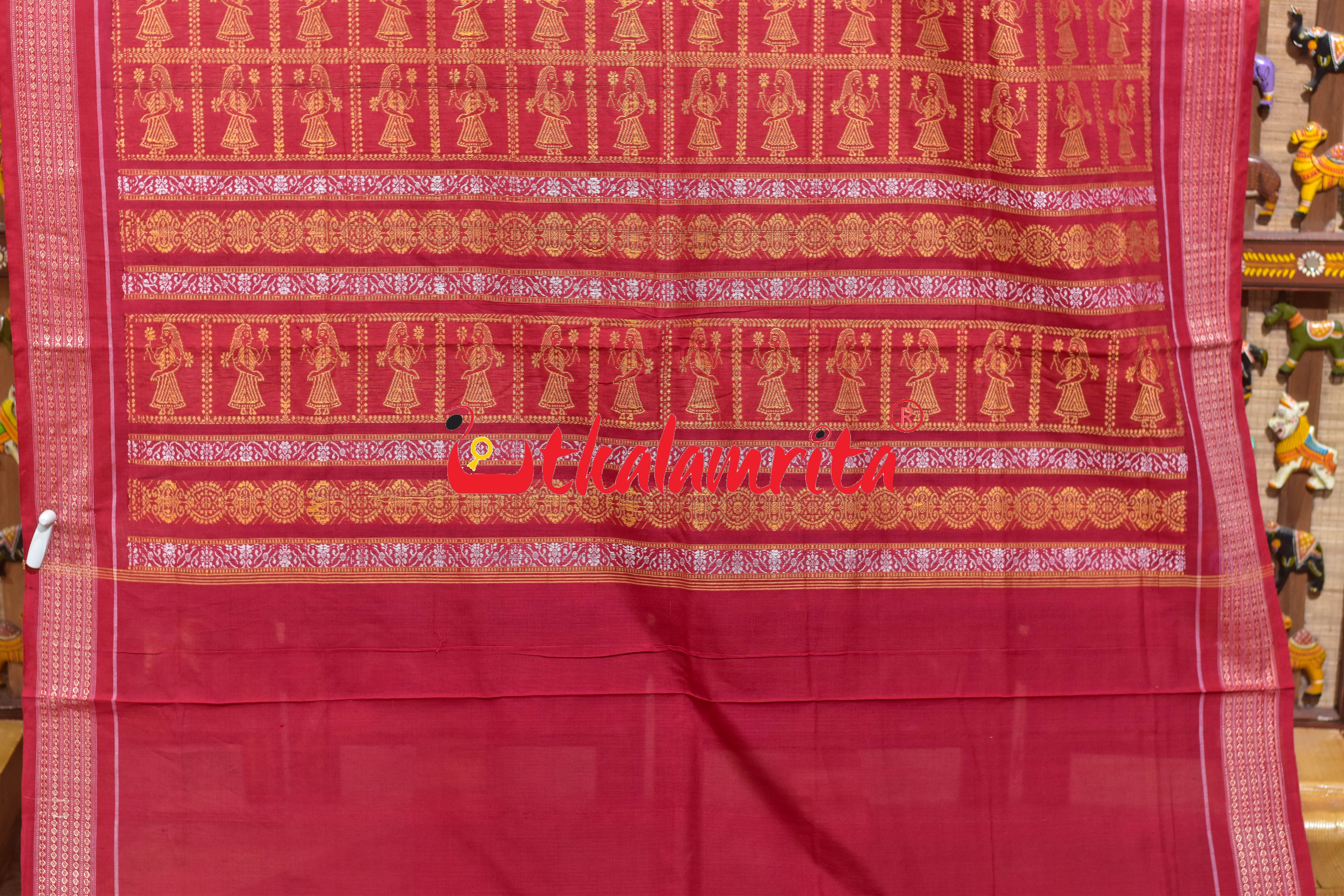 Black Red Doll Anchal Bomkai Cotton Saree