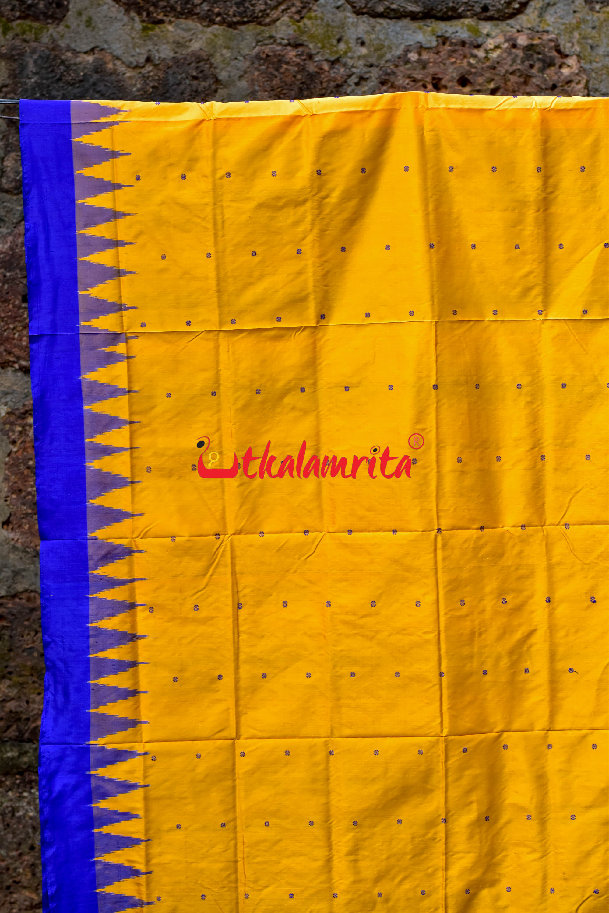 Plain Kumbha Yellow Blue Sambalpuri Silk