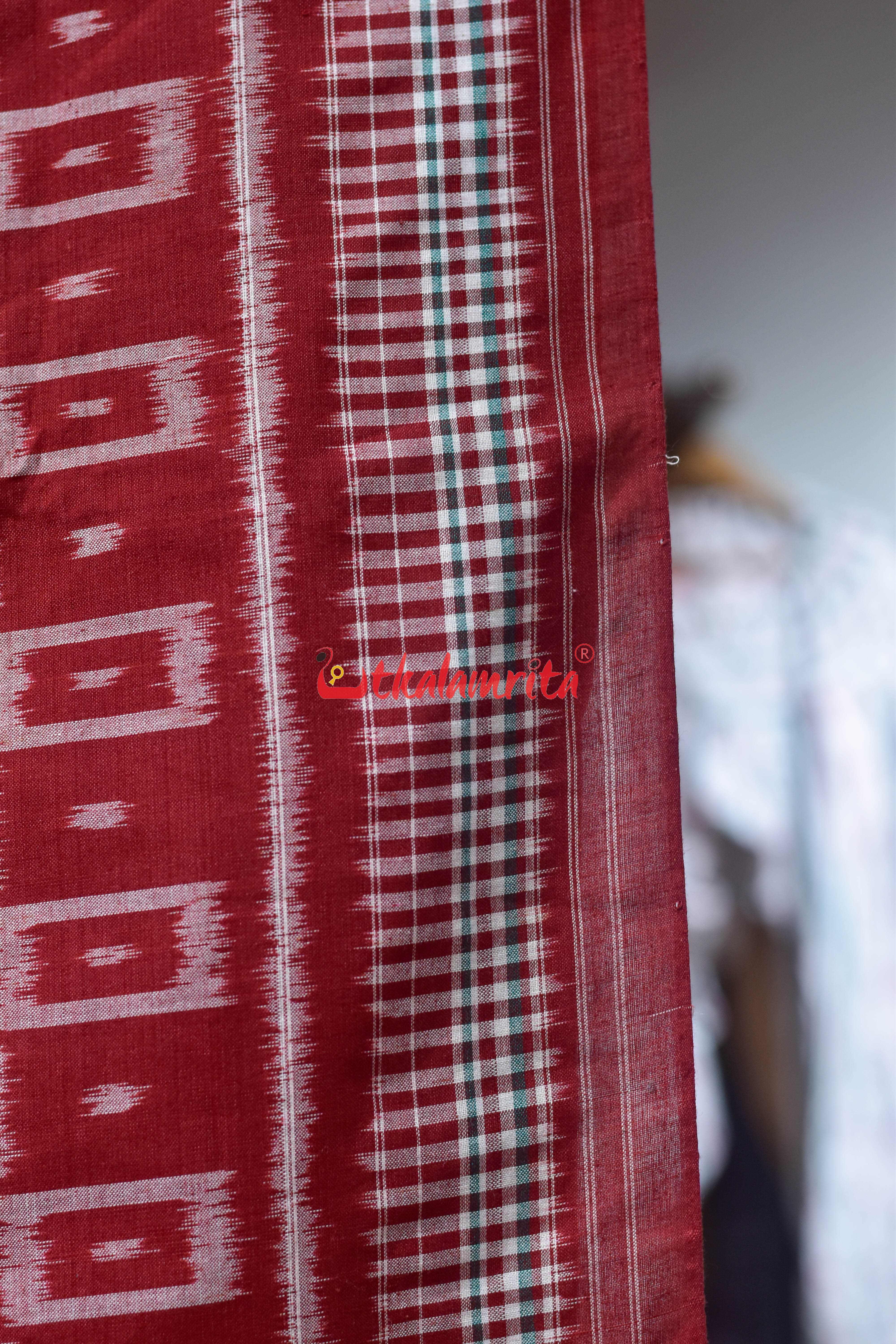 Half Half Rust Body Bandha Khandua Cotton Saree