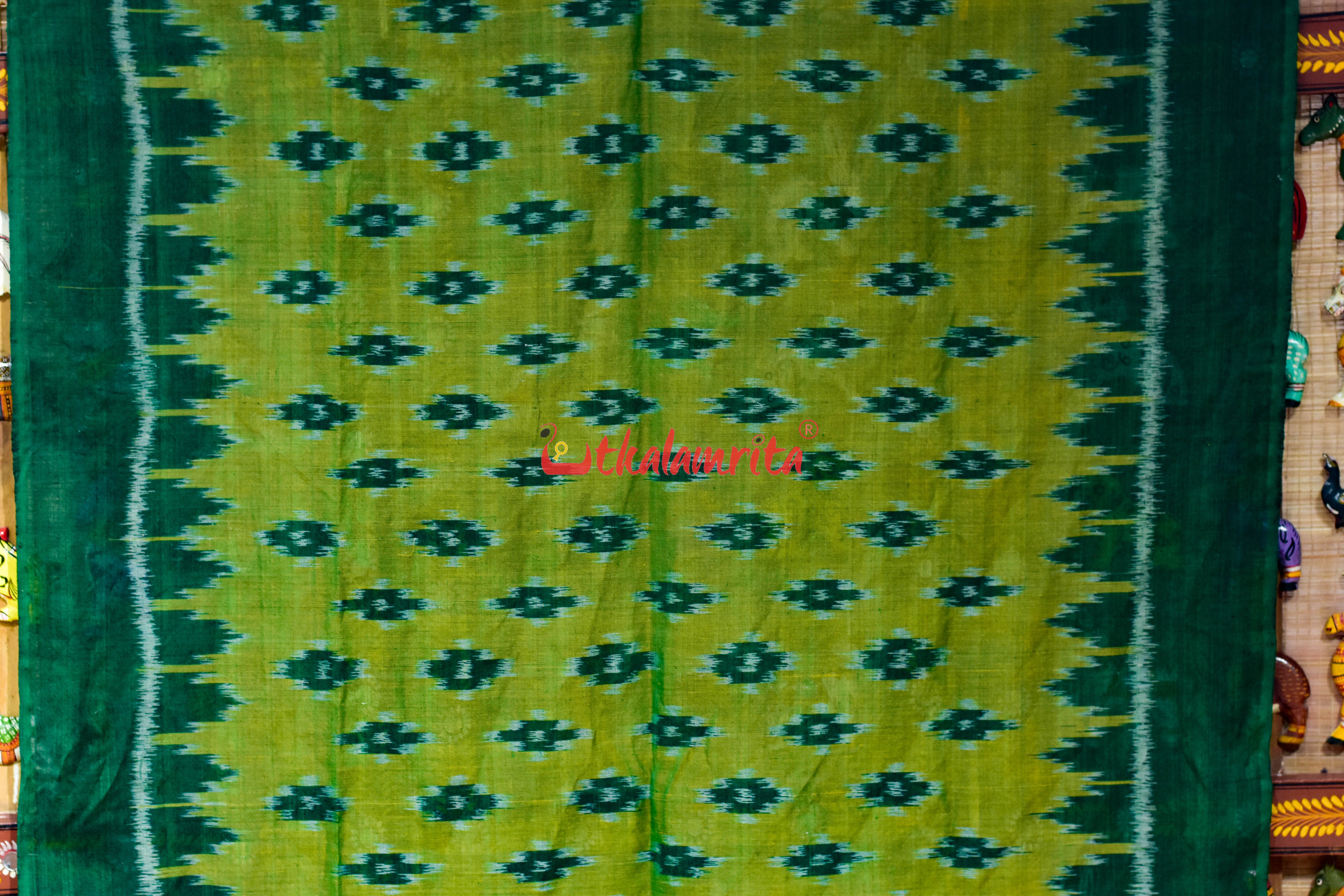 Lemon Green Body Bandha Khandua Cotton (Dupatta)
