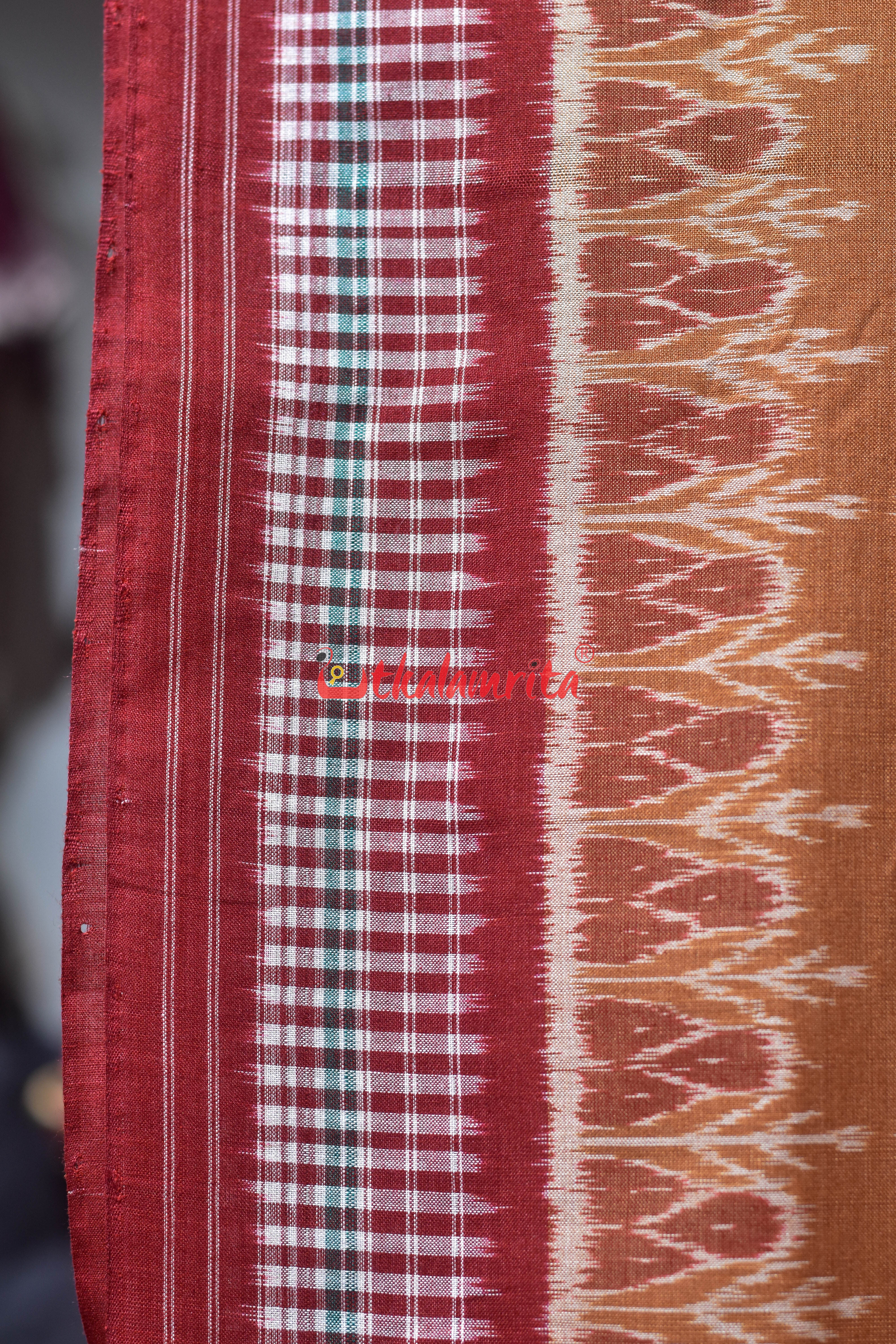 Half Half Rust Body Bandha Khandua Cotton Saree