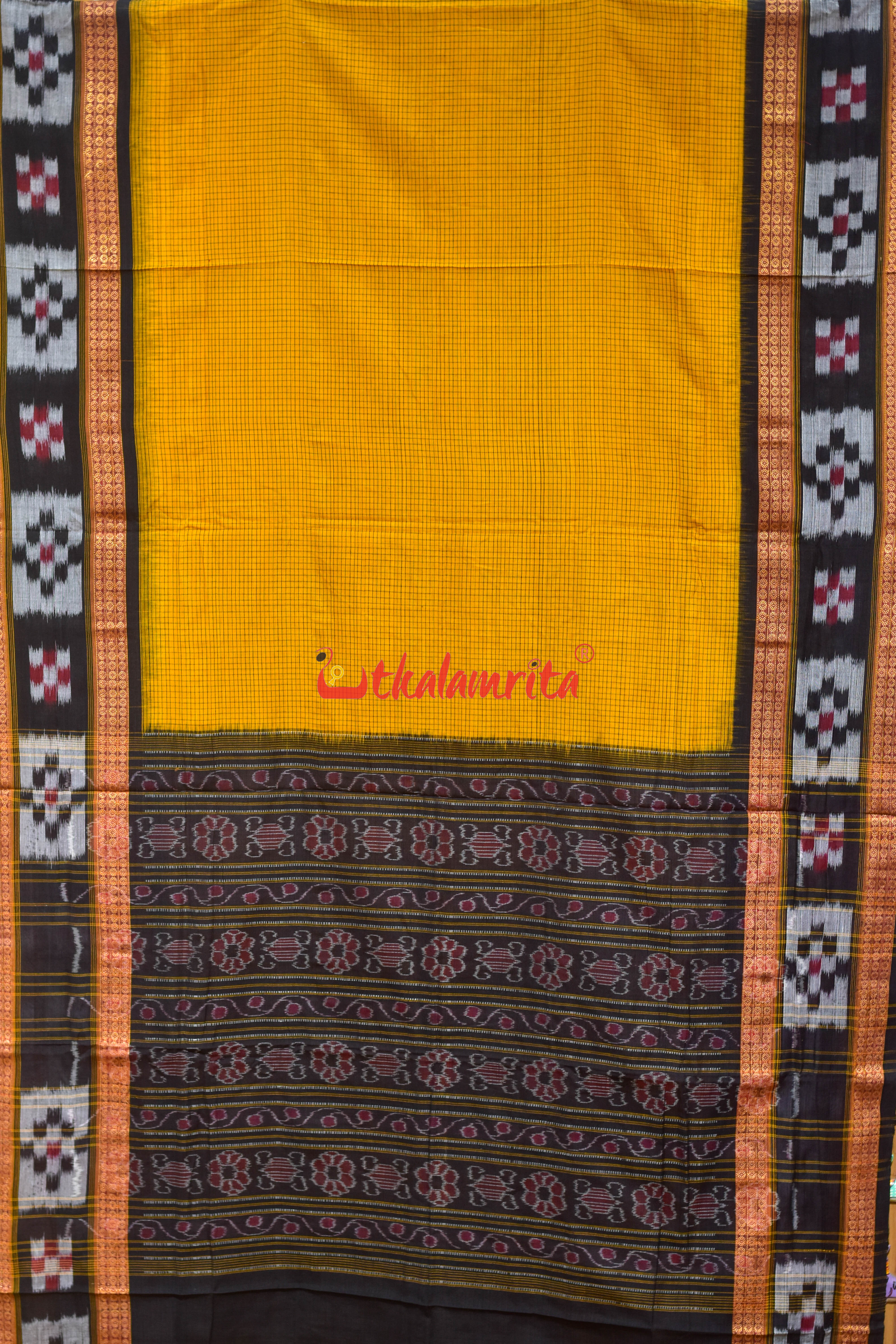 Yellow Big Border Pasapali Sachipar Cotton Saree