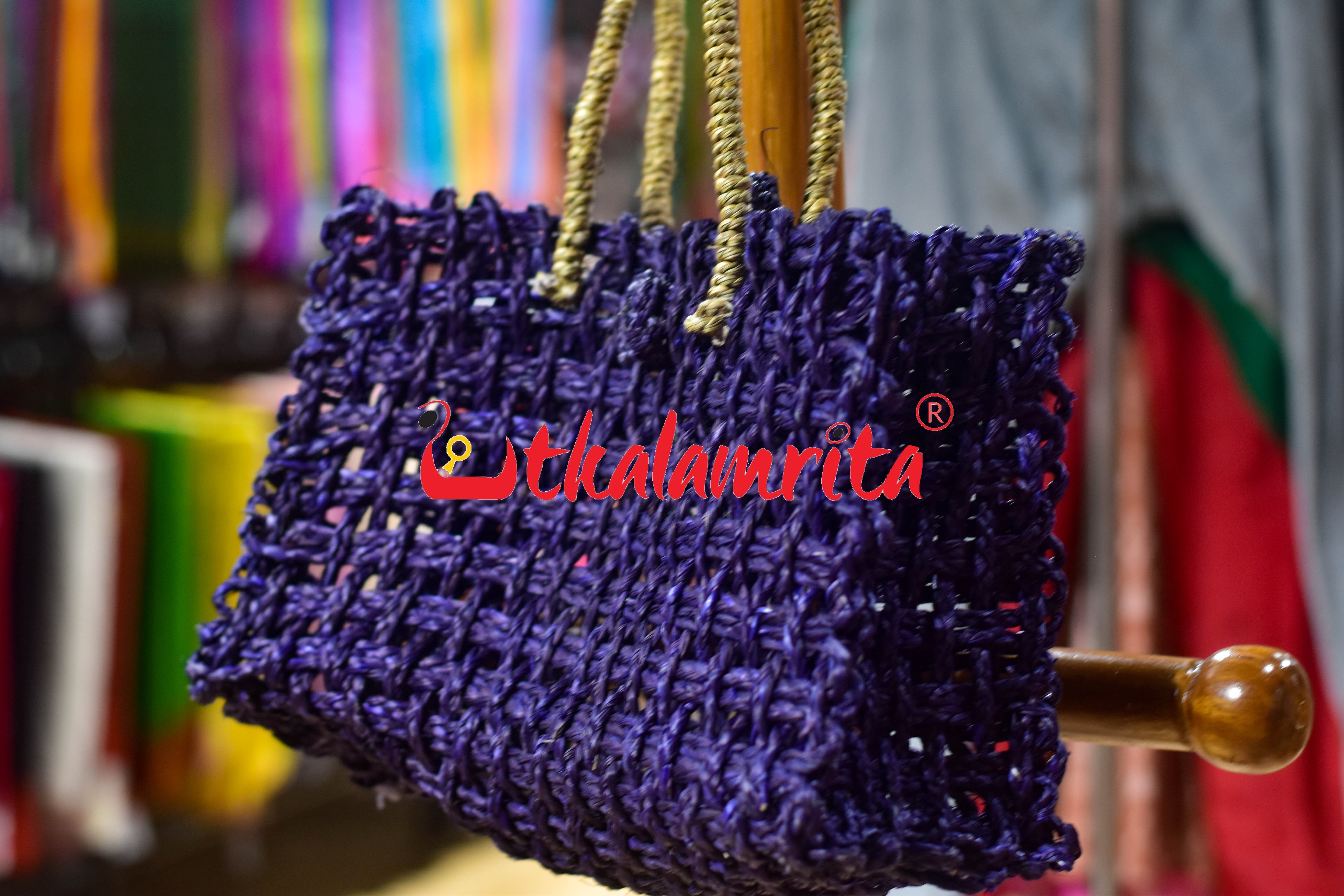 Sabai Grass Jali Bag Medium (Purple)