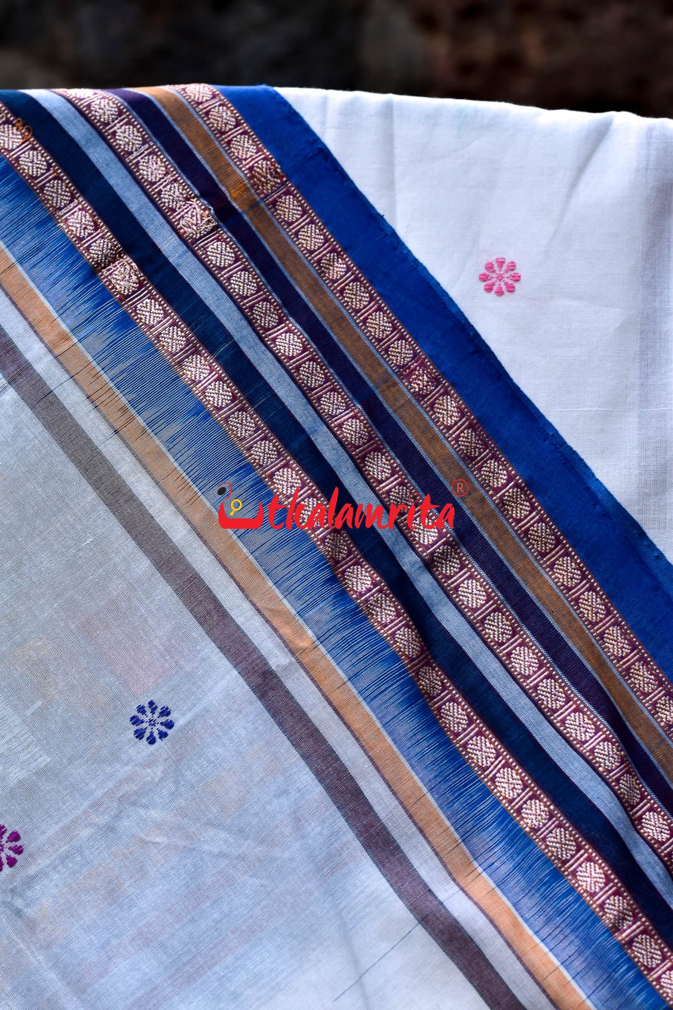 Soft White & Surf Dolabedi Cotton Saree