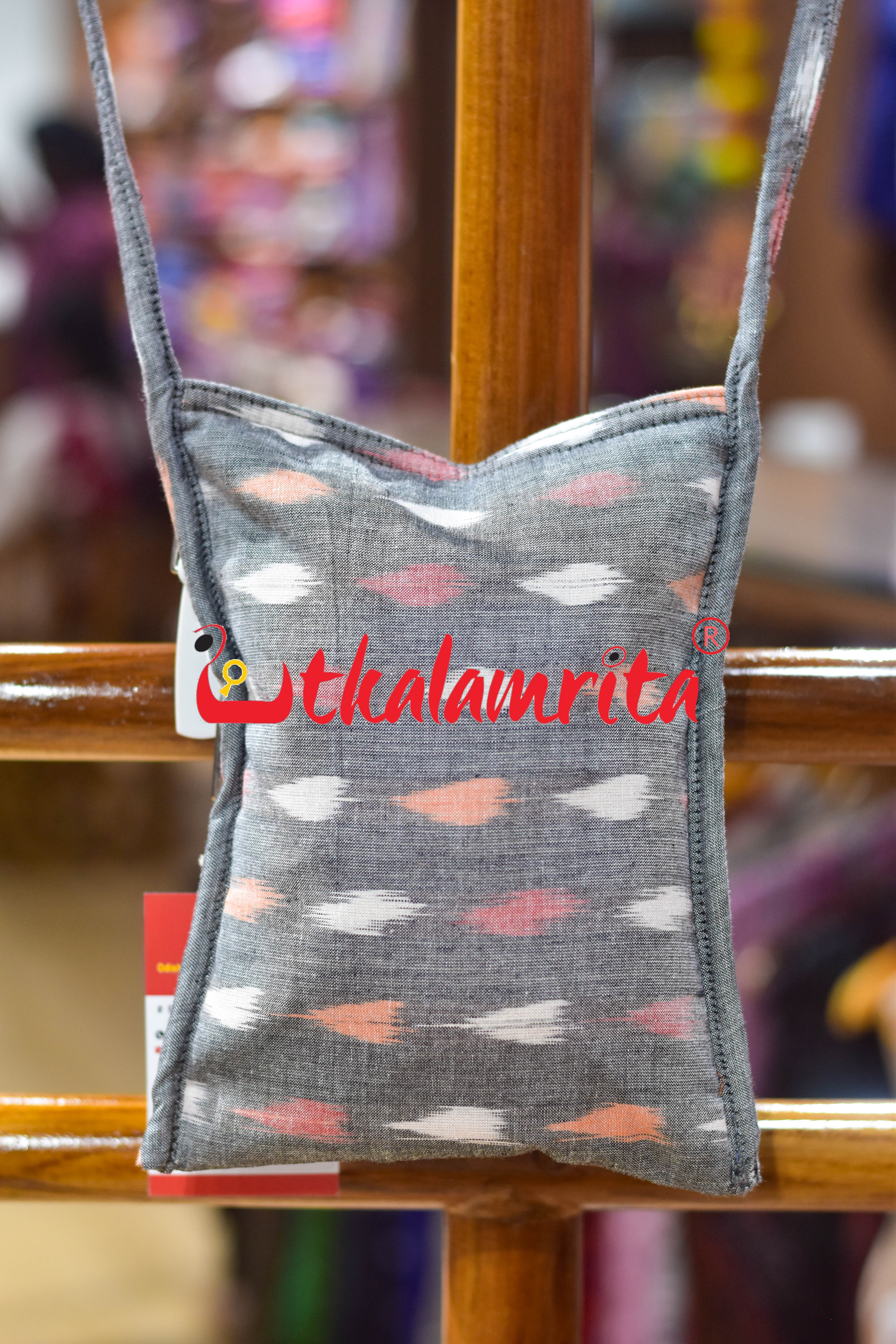 Orange & white Dot Grey Mobile Sling Bag