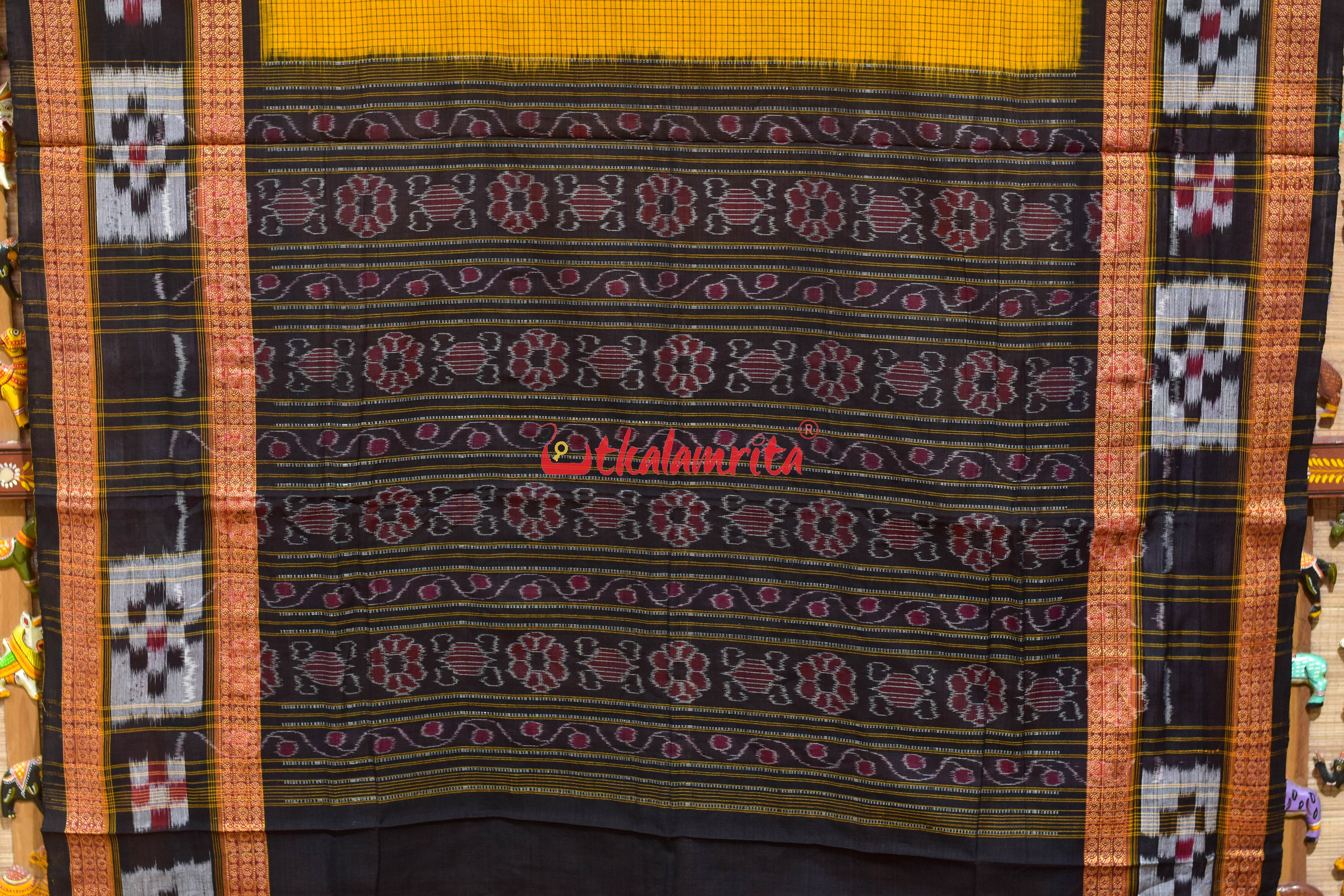Yellow Big Border Pasapali Sachipar Cotton Saree