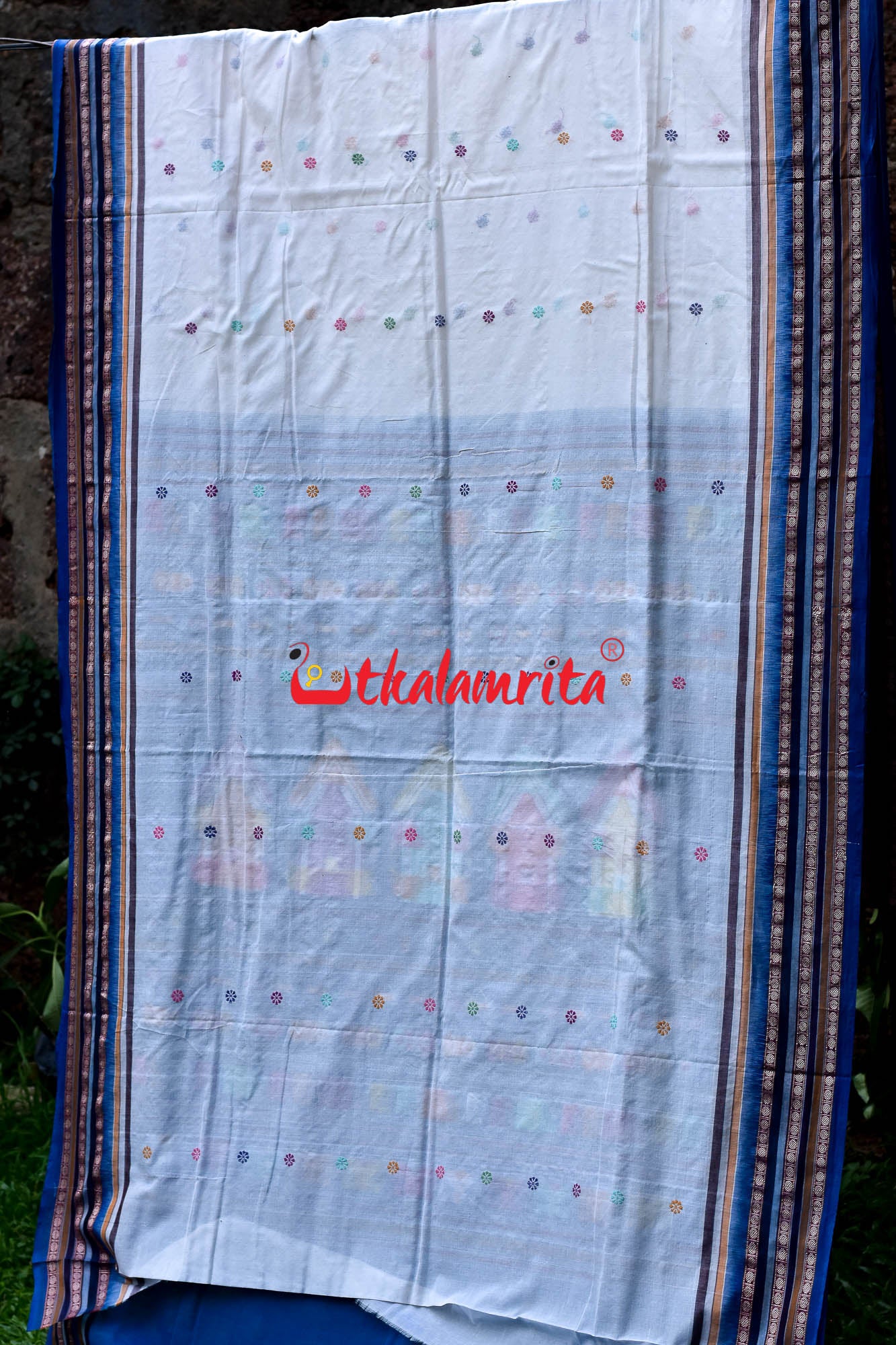 Soft White & Surf Dolabedi Cotton Saree