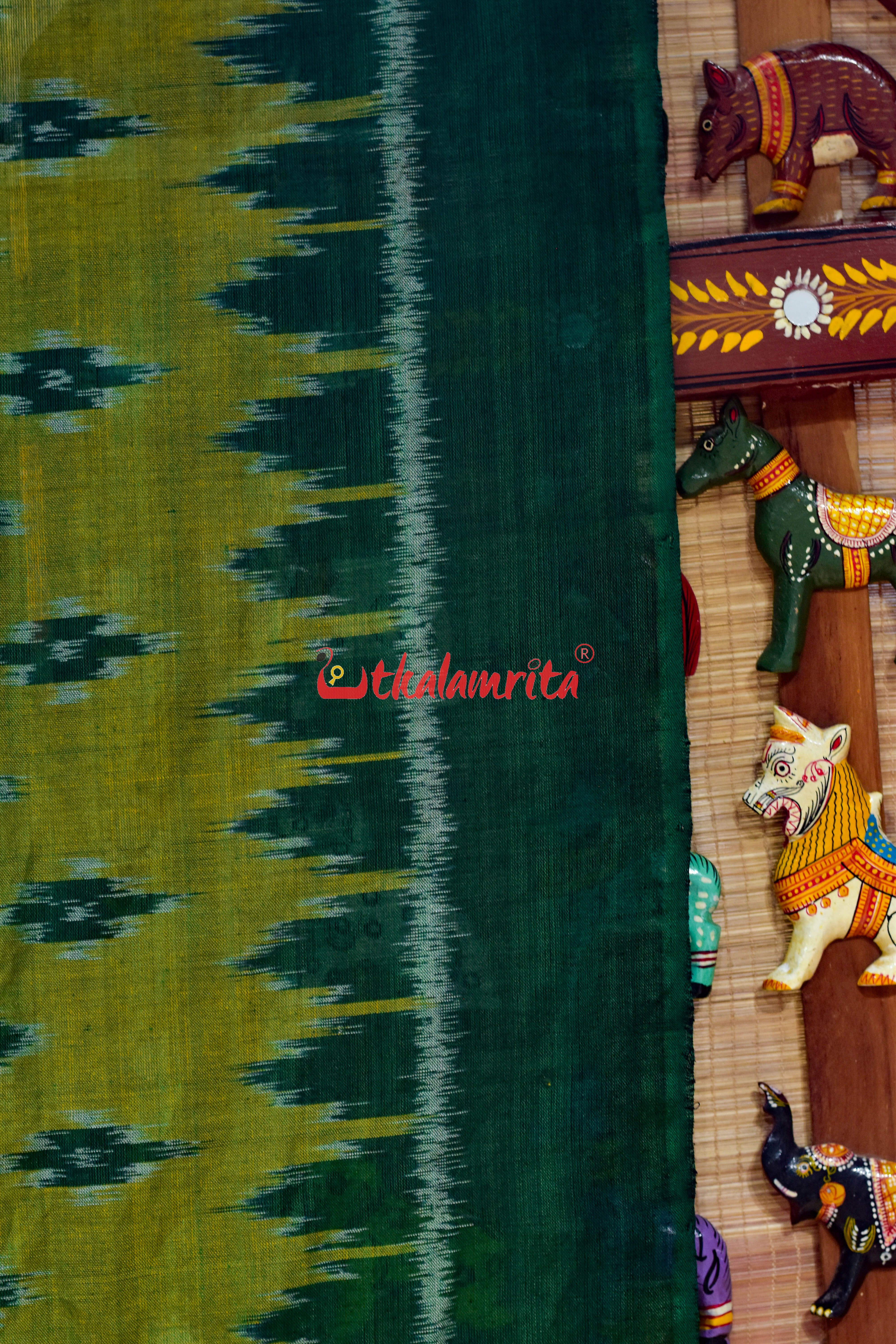 Lemon Green Body Bandha Khandua Cotton (Dupatta)