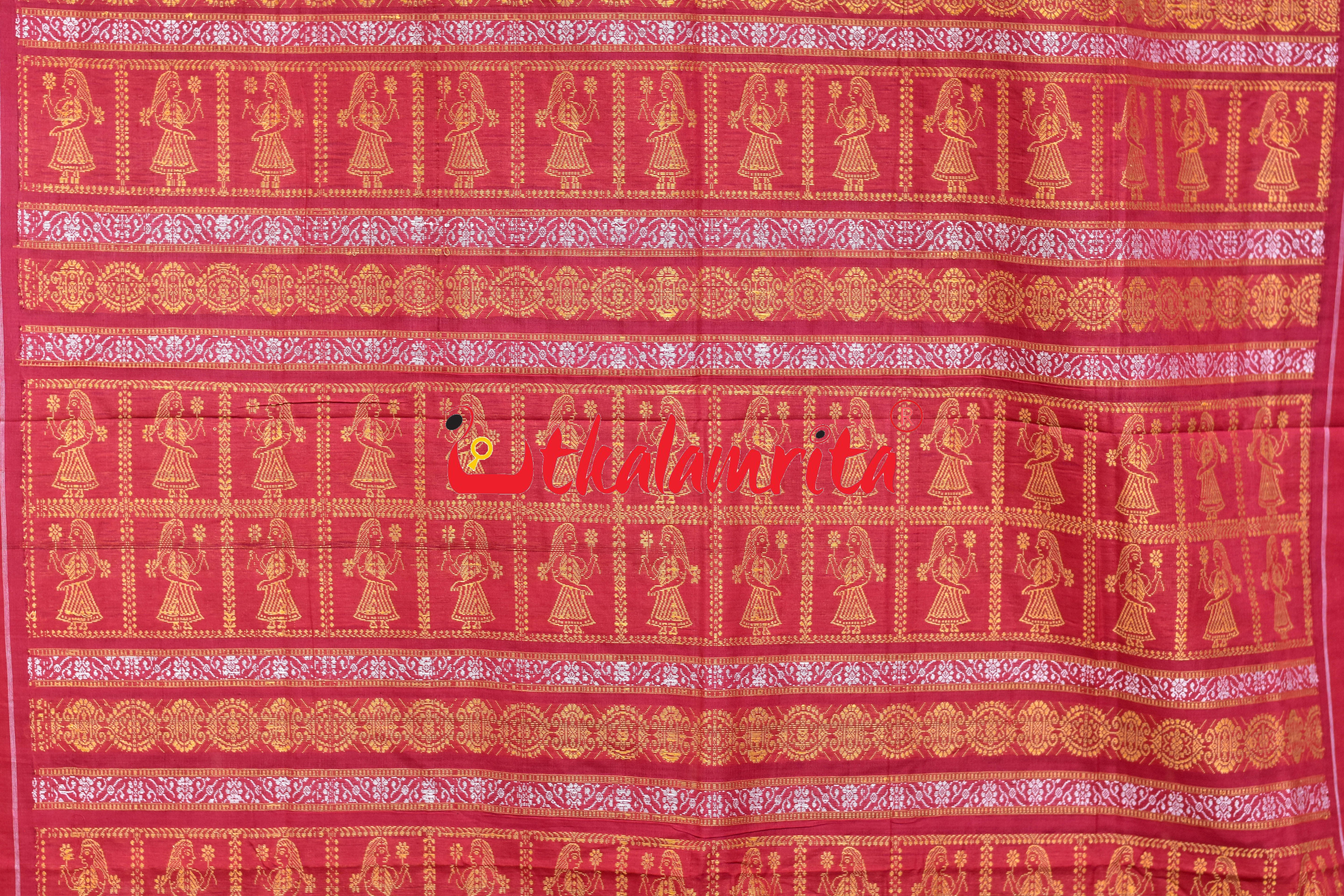 Black Red Doll Anchal Bomkai Cotton Saree