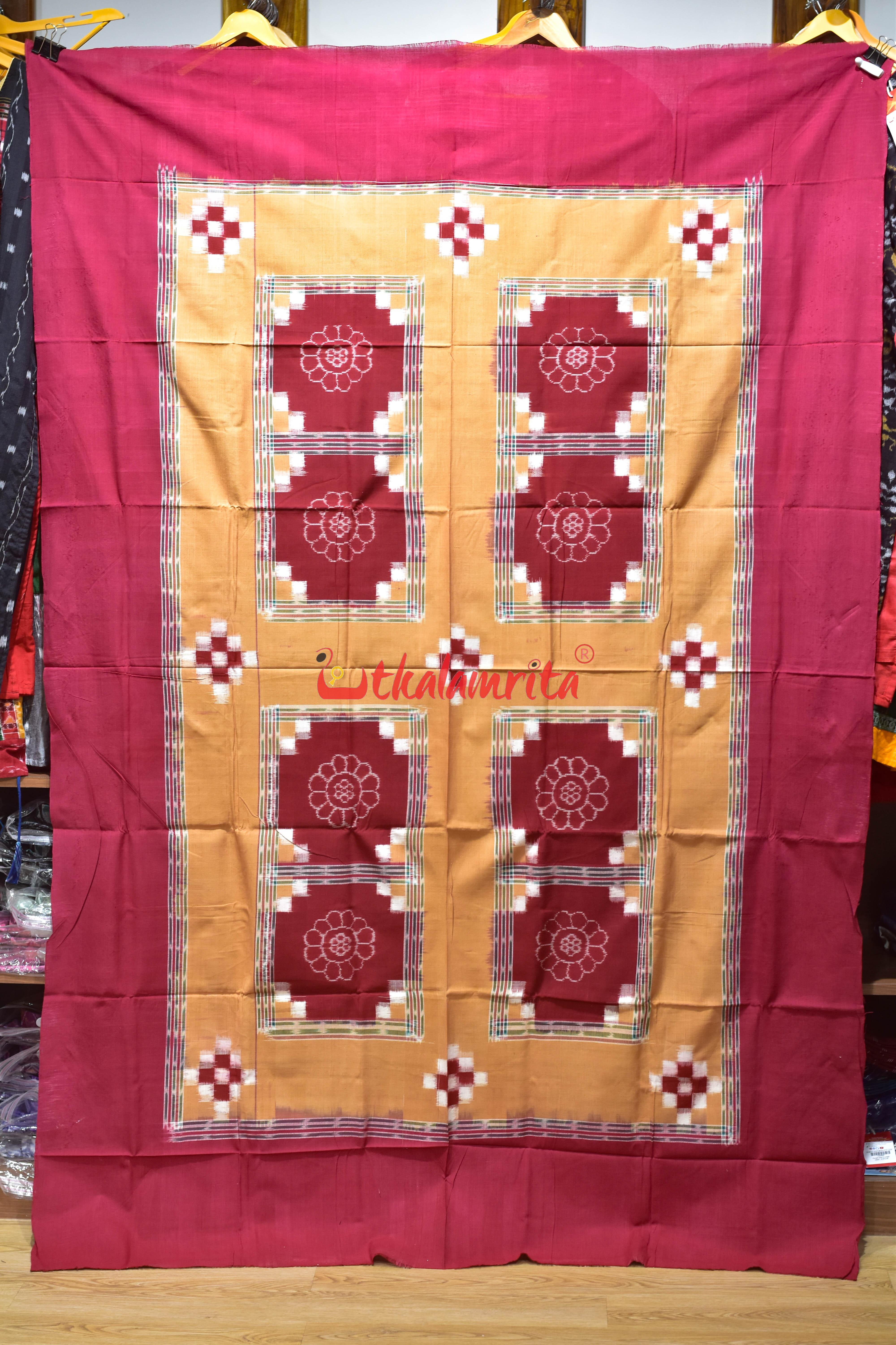 Brown Maroon Flower Bandha Cotton (Single Bedsheet)