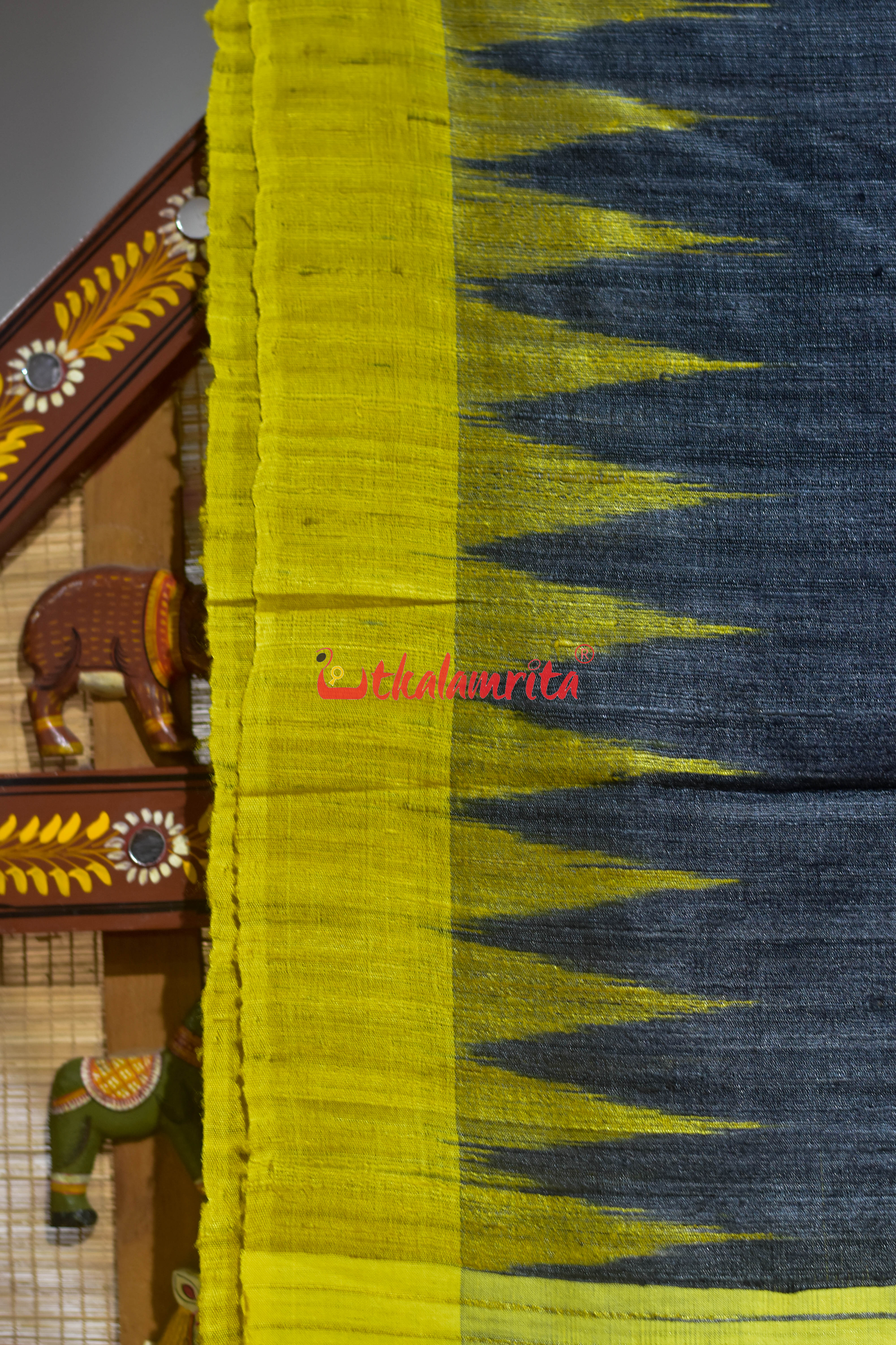 Black Yellow Gopalpur Tussar Silk Saree
