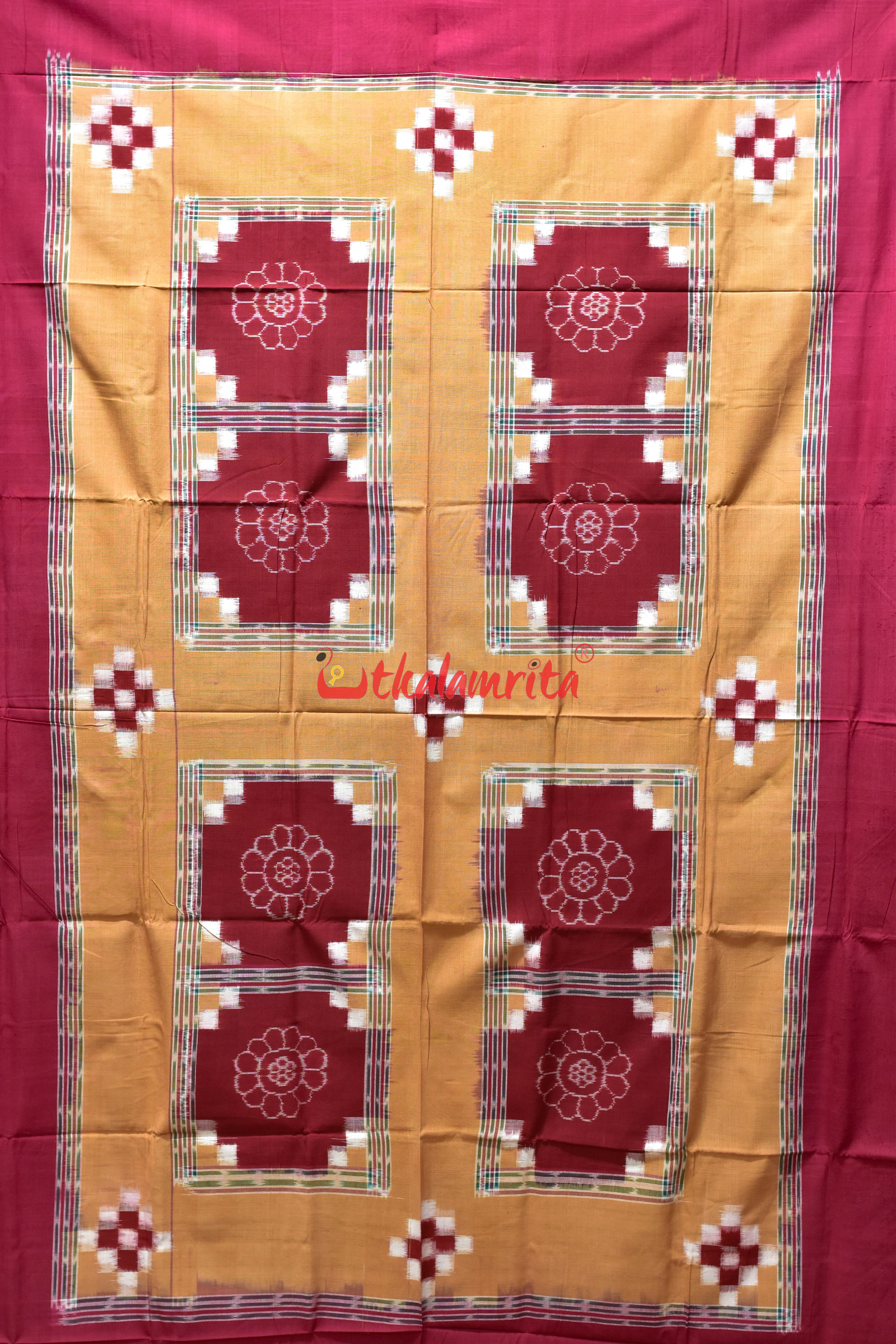 Brown Maroon Flower Bandha Cotton (Single Bedsheet)