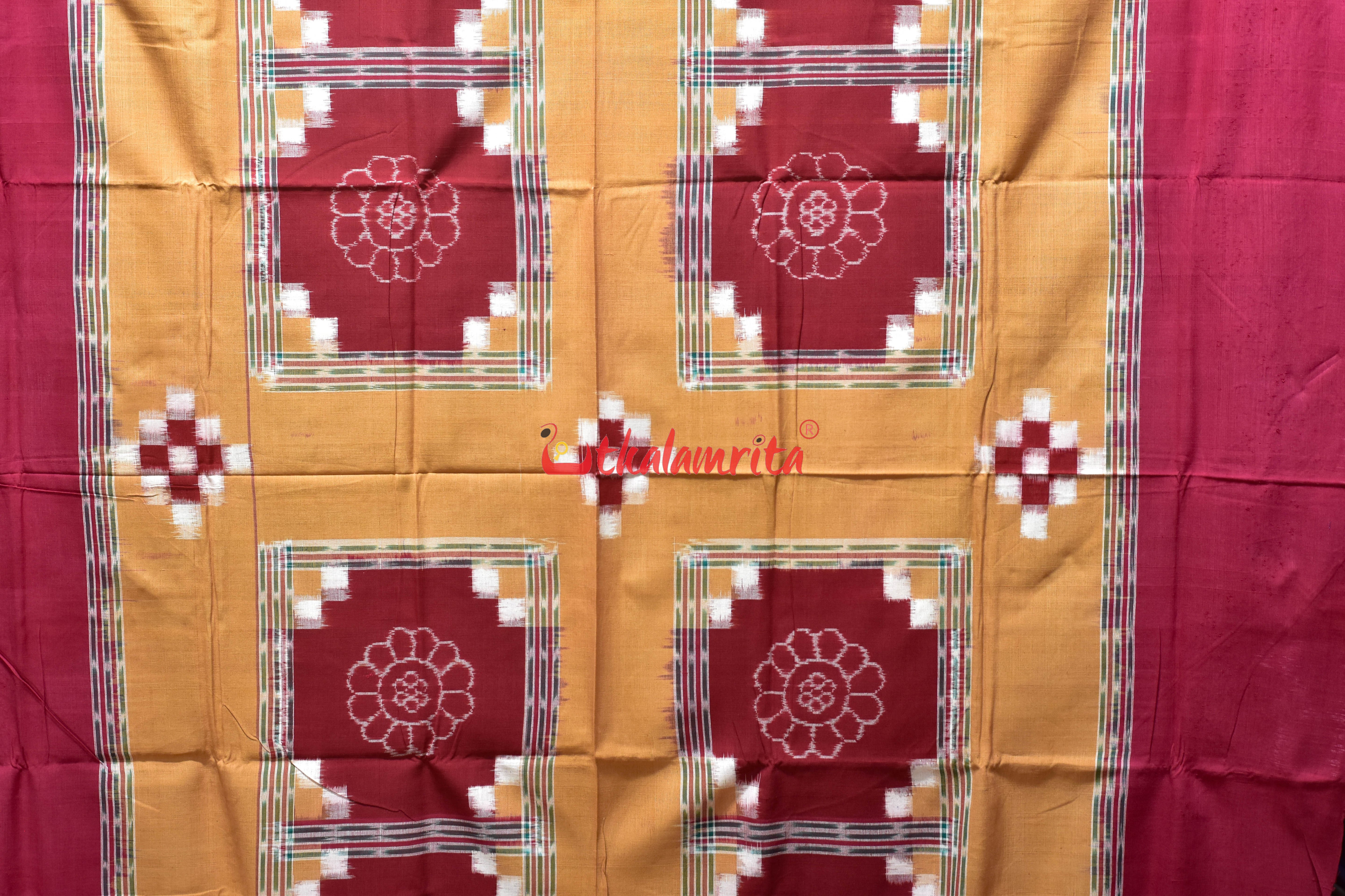 Brown Maroon Flower Bandha Cotton (Single Bedsheet)
