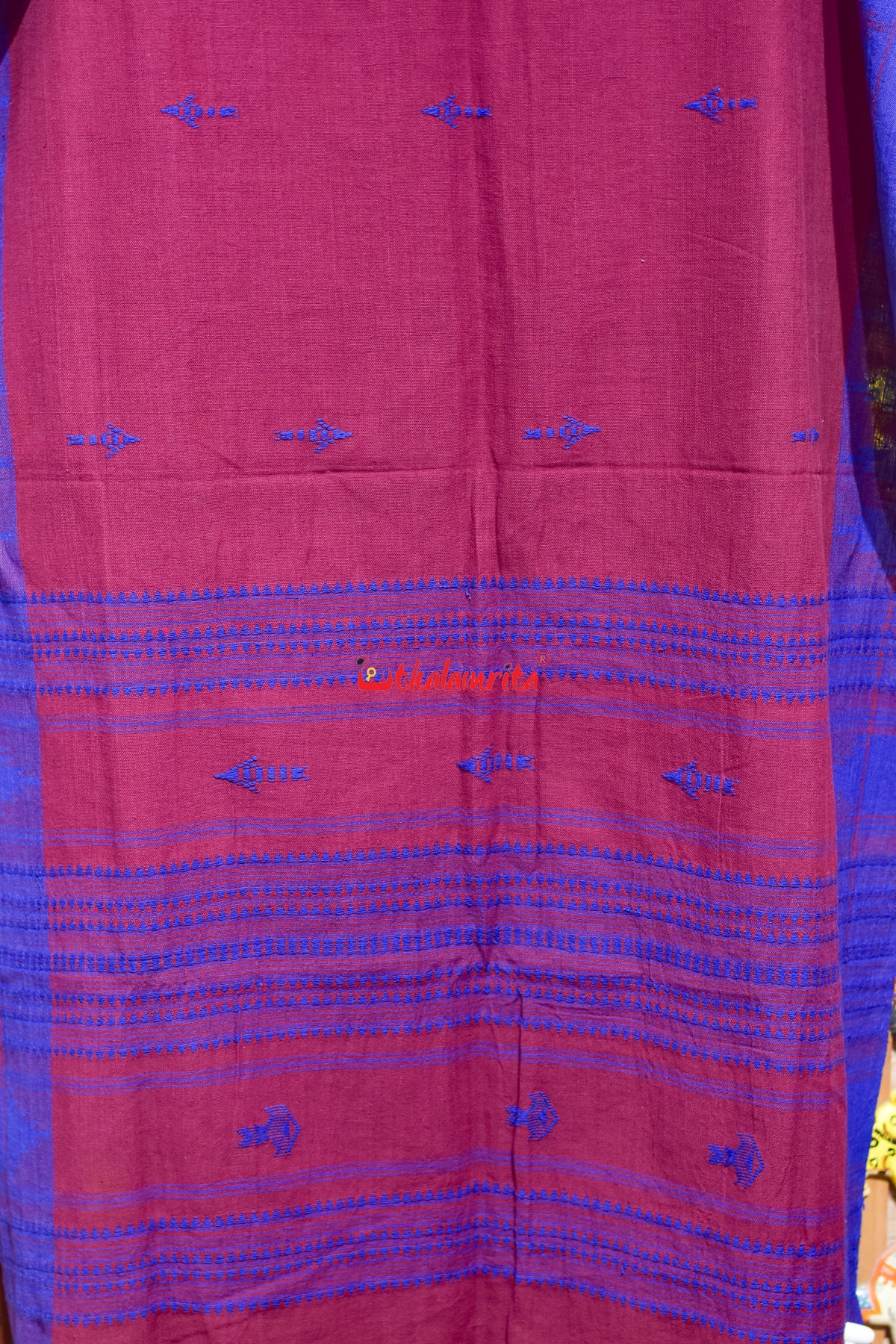 Maroon Blue Arrow Buti Kotpad (Dupatta)