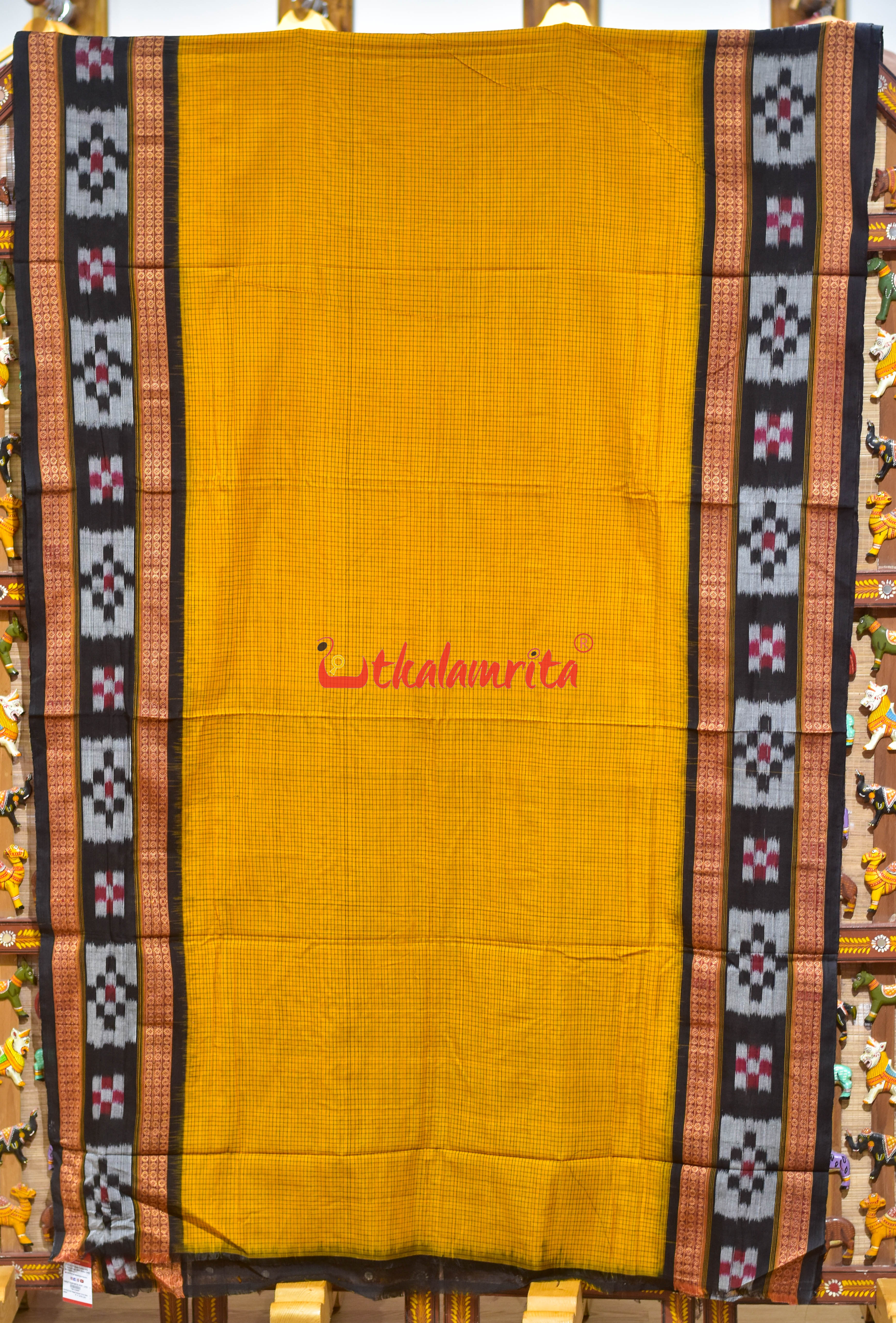 Yellow Big Border Pasapali Sachipar Cotton Saree
