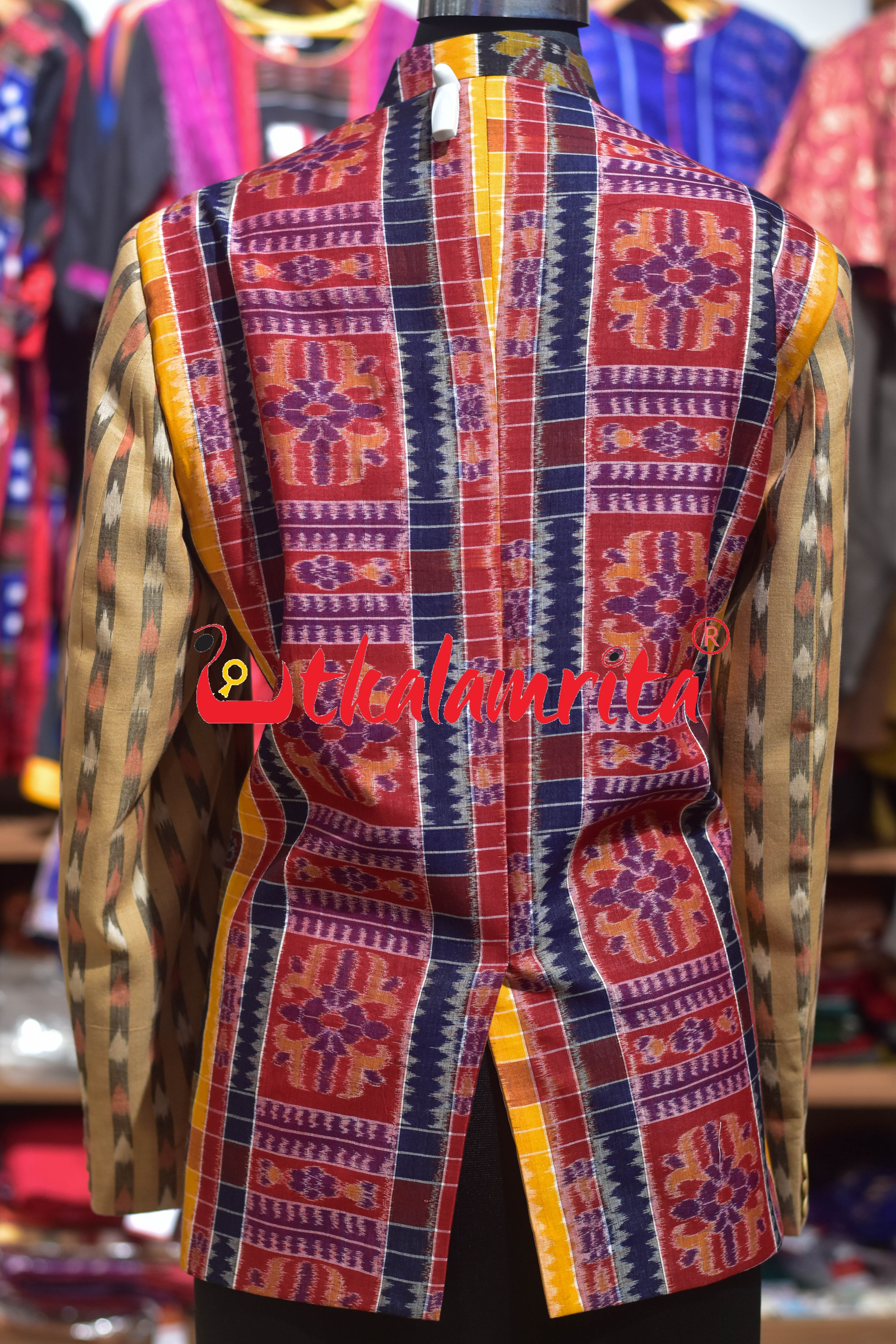 Red Yellow Utkala Lakhmi with Matha Designer (Ladies' Blazer)
