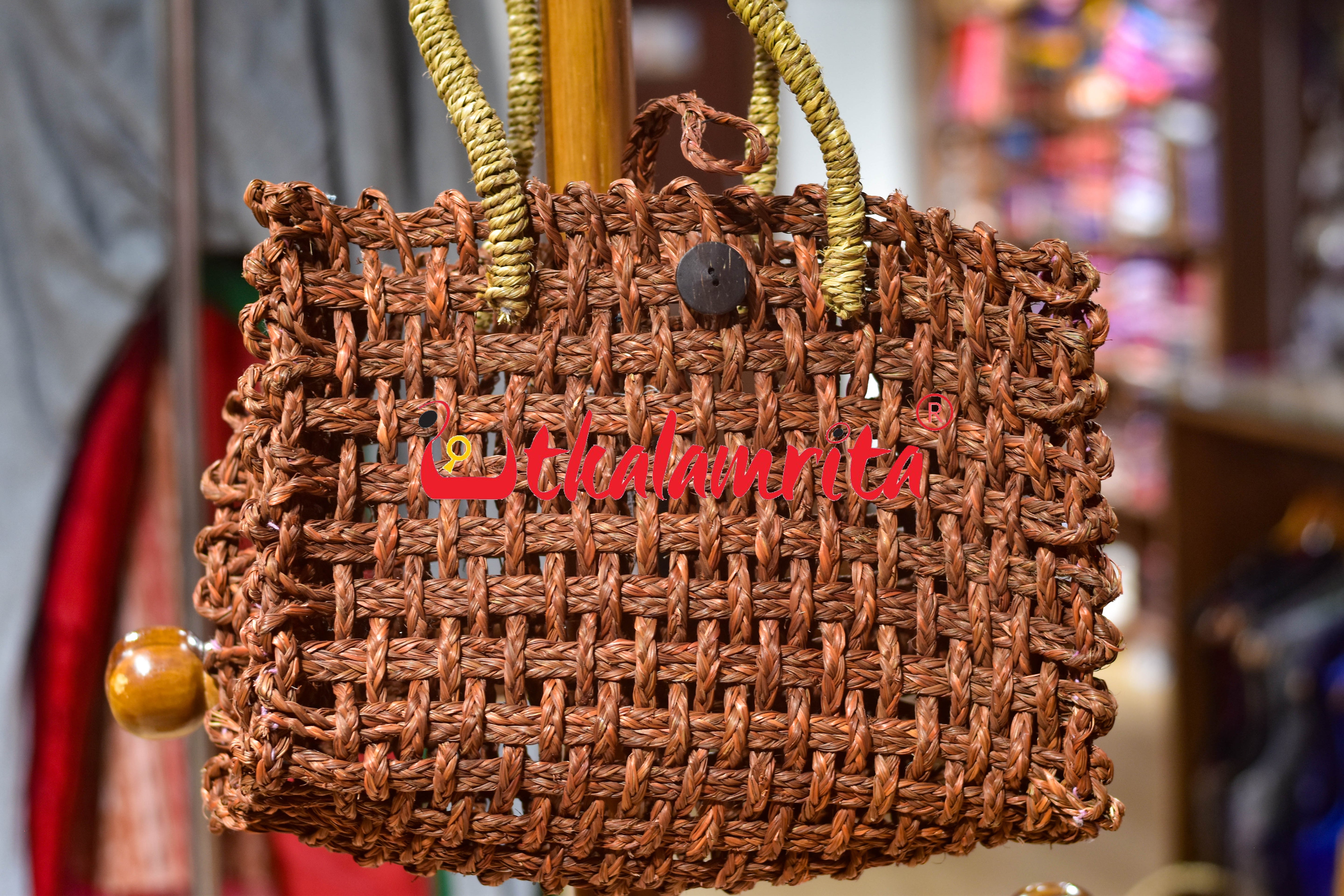 Sabai Grass Jali Bag Medium (Rust)
