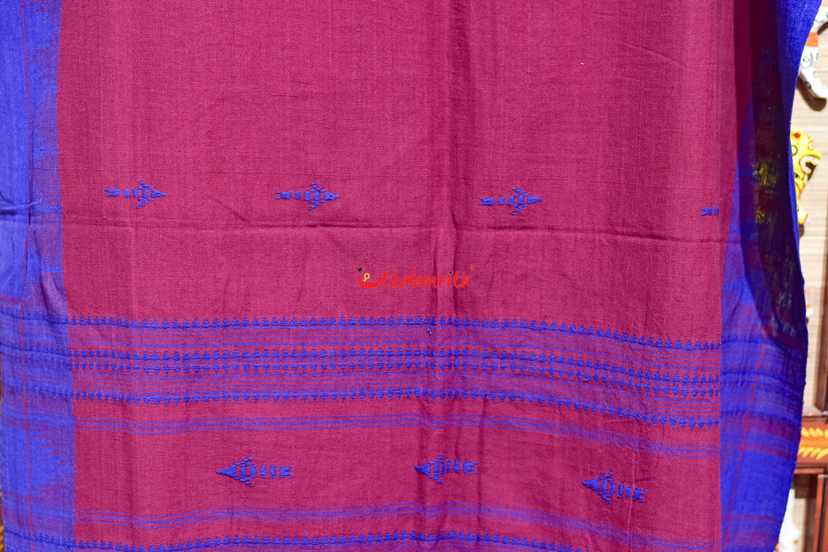 Maroon Blue Arrow Buti Kotpad (Dupatta)
