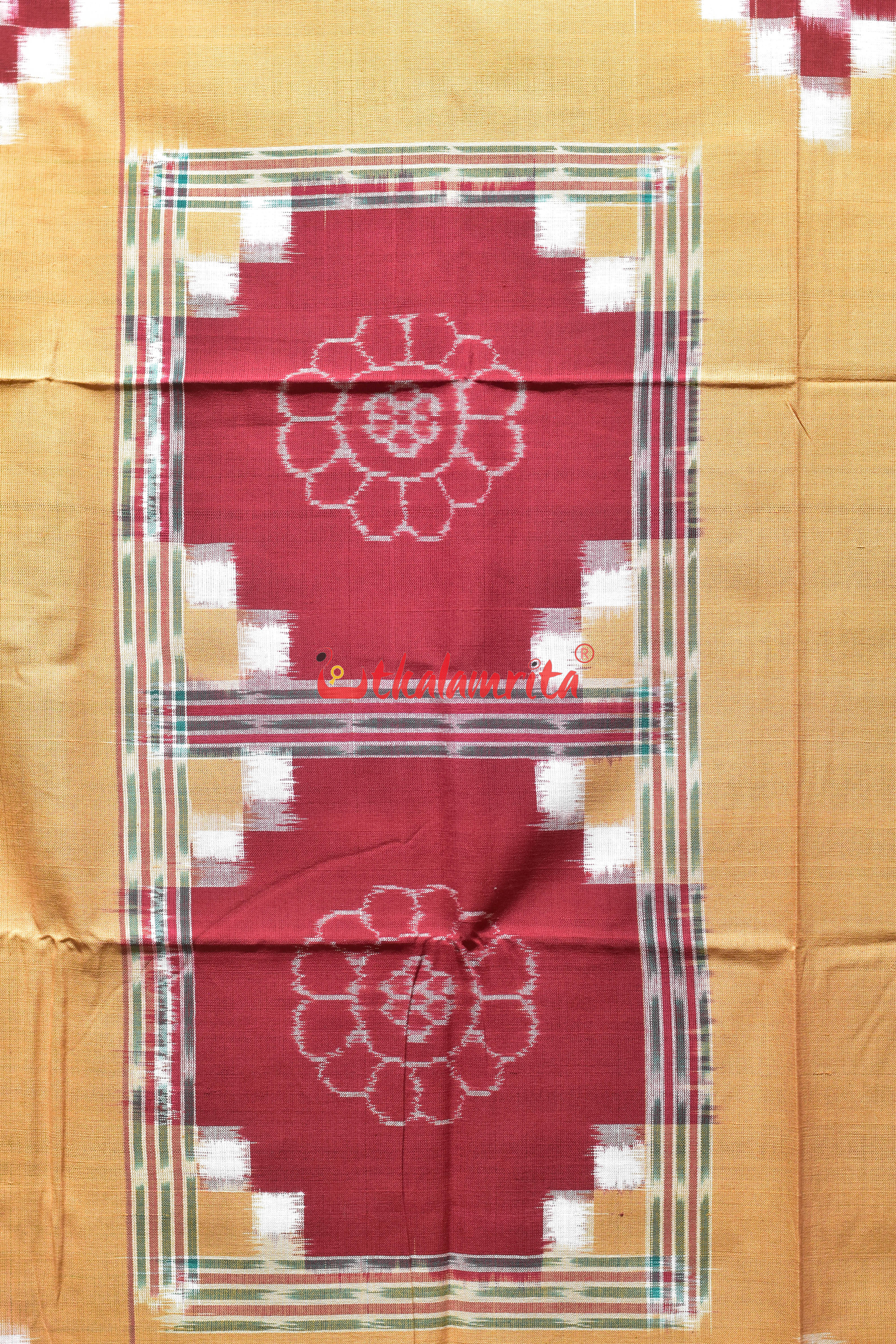 Brown Maroon Flower Bandha Cotton (Single Bedsheet)