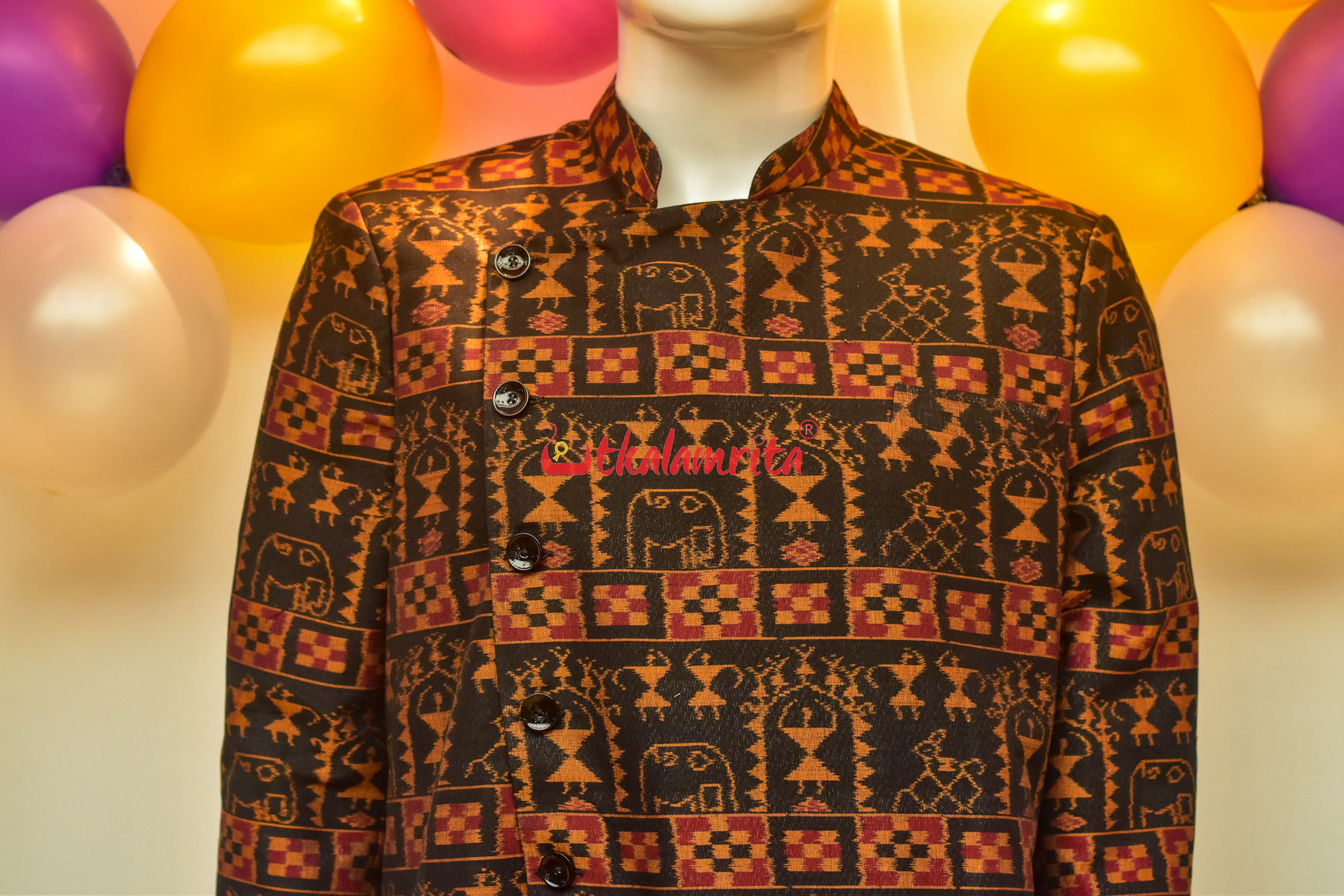 Black Golden Window Tribals Cotton (Sherwani)