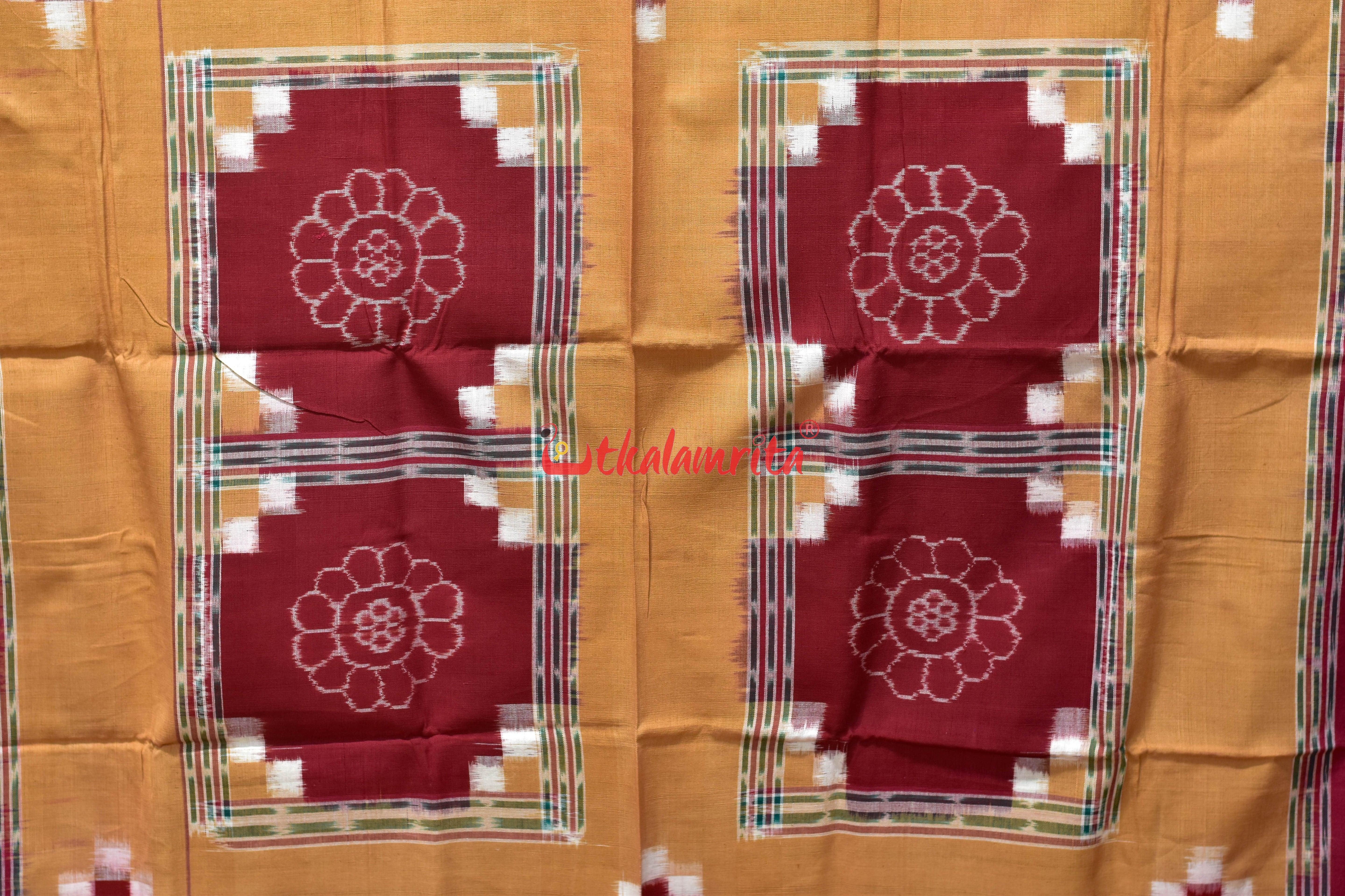 Brown Maroon Flower Bandha Cotton (Single Bedsheet)