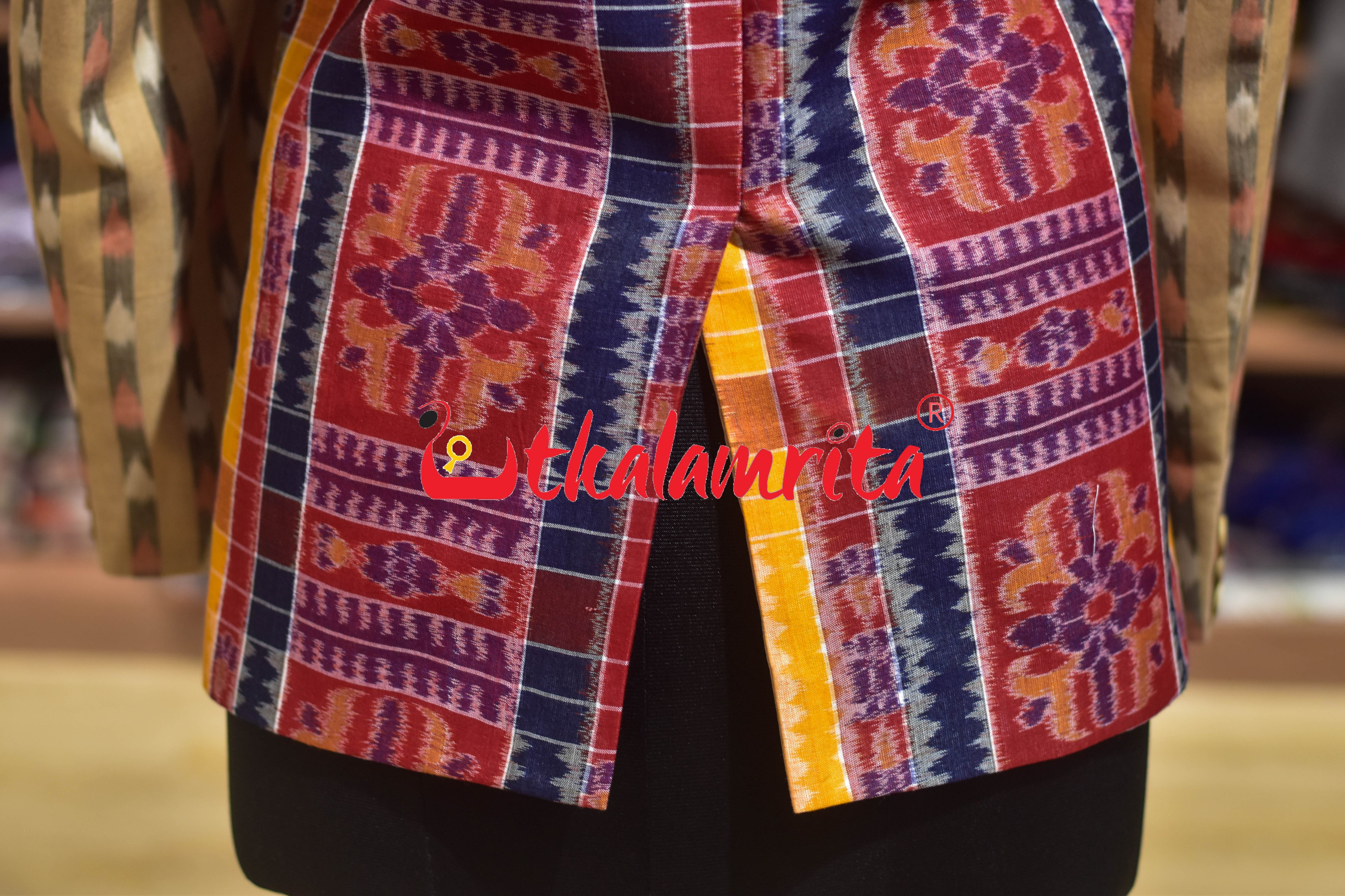 Red Yellow Utkala Lakhmi with Matha Designer (Ladies' Blazer)