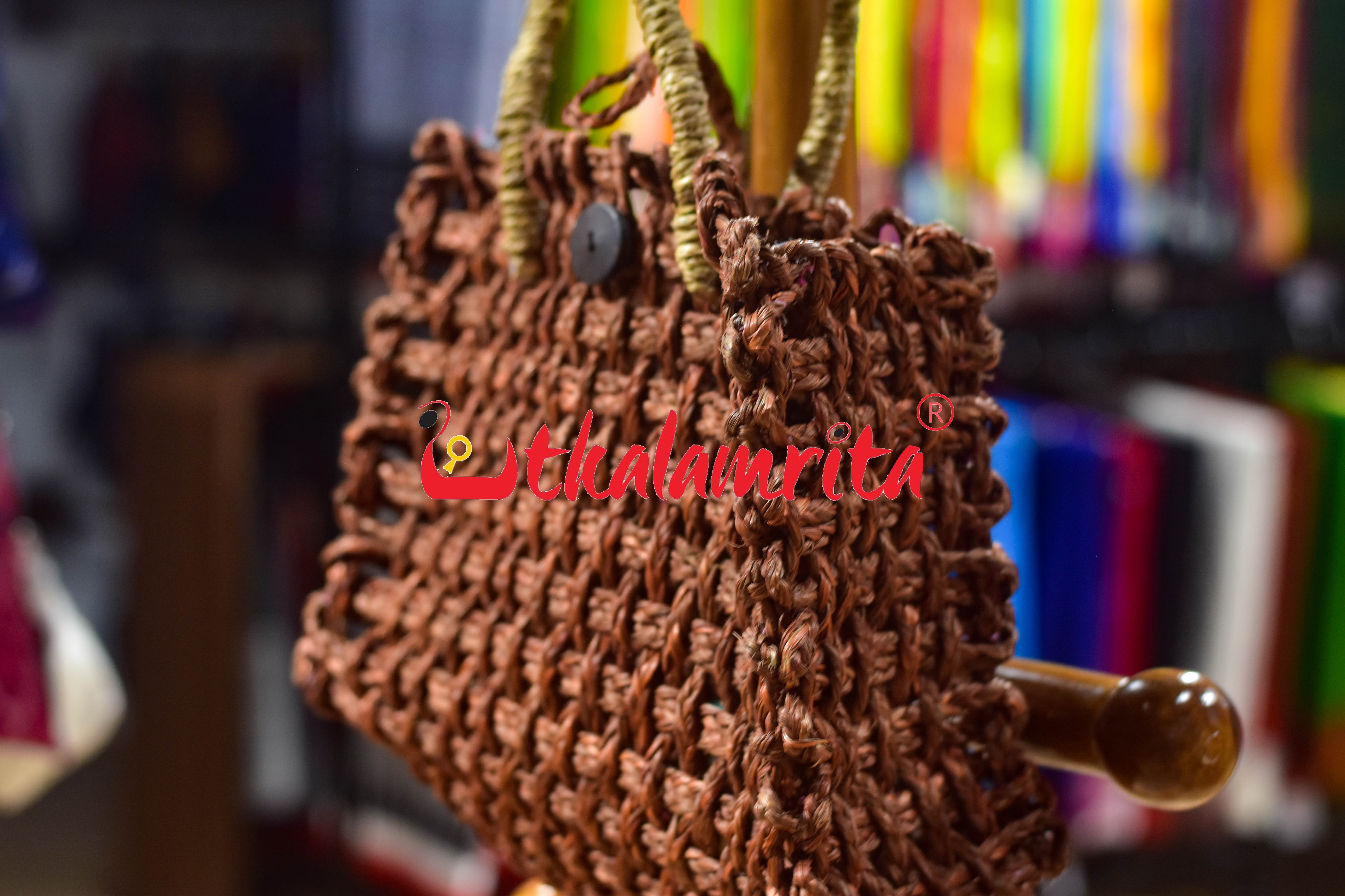 Sabai Grass Jali Bag Medium (Rust)