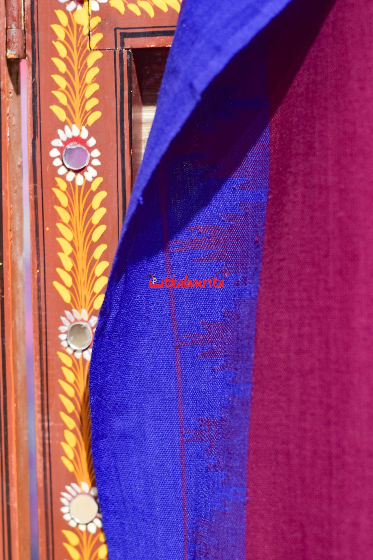 Maroon Blue Arrow Buti Kotpad (Dupatta)